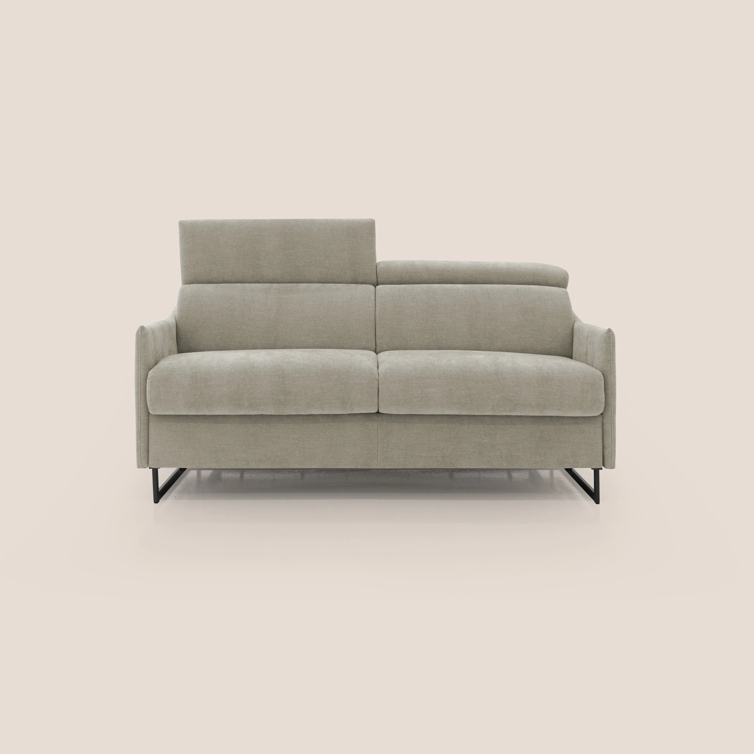 Loto canapé convertible compact avec matelas H 18cm et pieds hauts en tissu imperméable T14 Taupe tortora