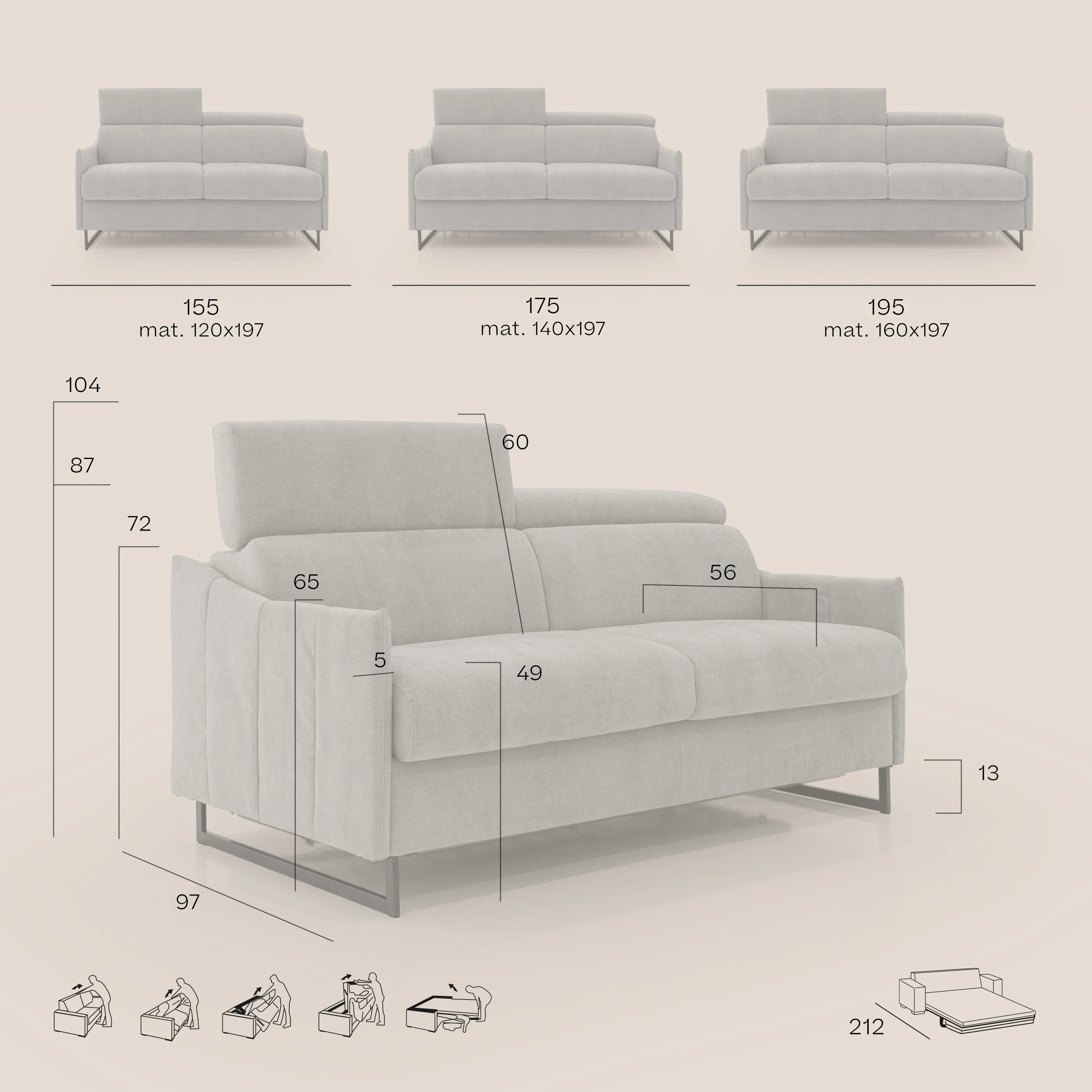 Loto canapé convertible compact avec matelas H 18cm et pieds hauts en tissu imperméable T14 vert - Image 11
