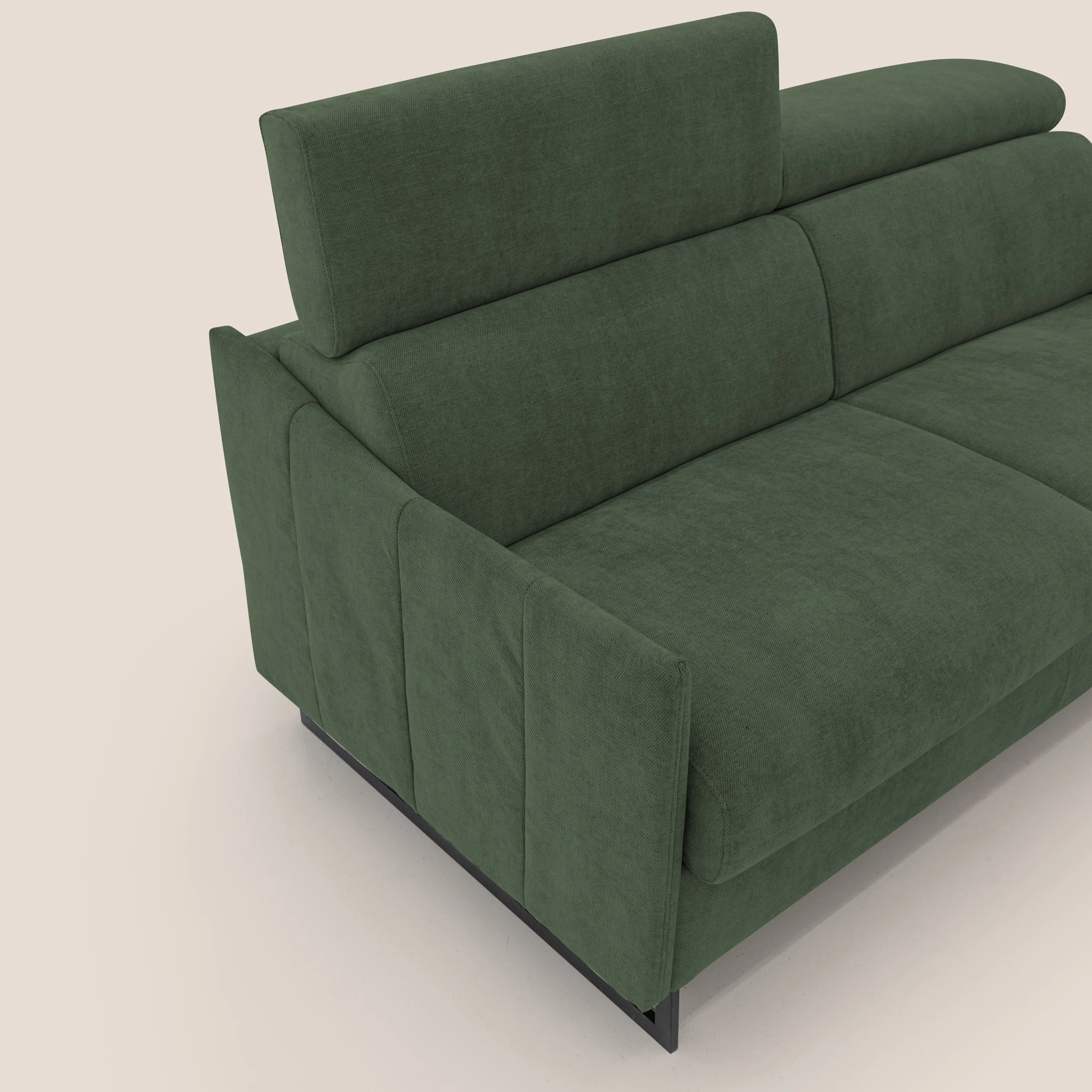 Loto canapé convertible compact avec matelas H 18cm et pieds hauts en tissu imperméable T14 vert - Image 6