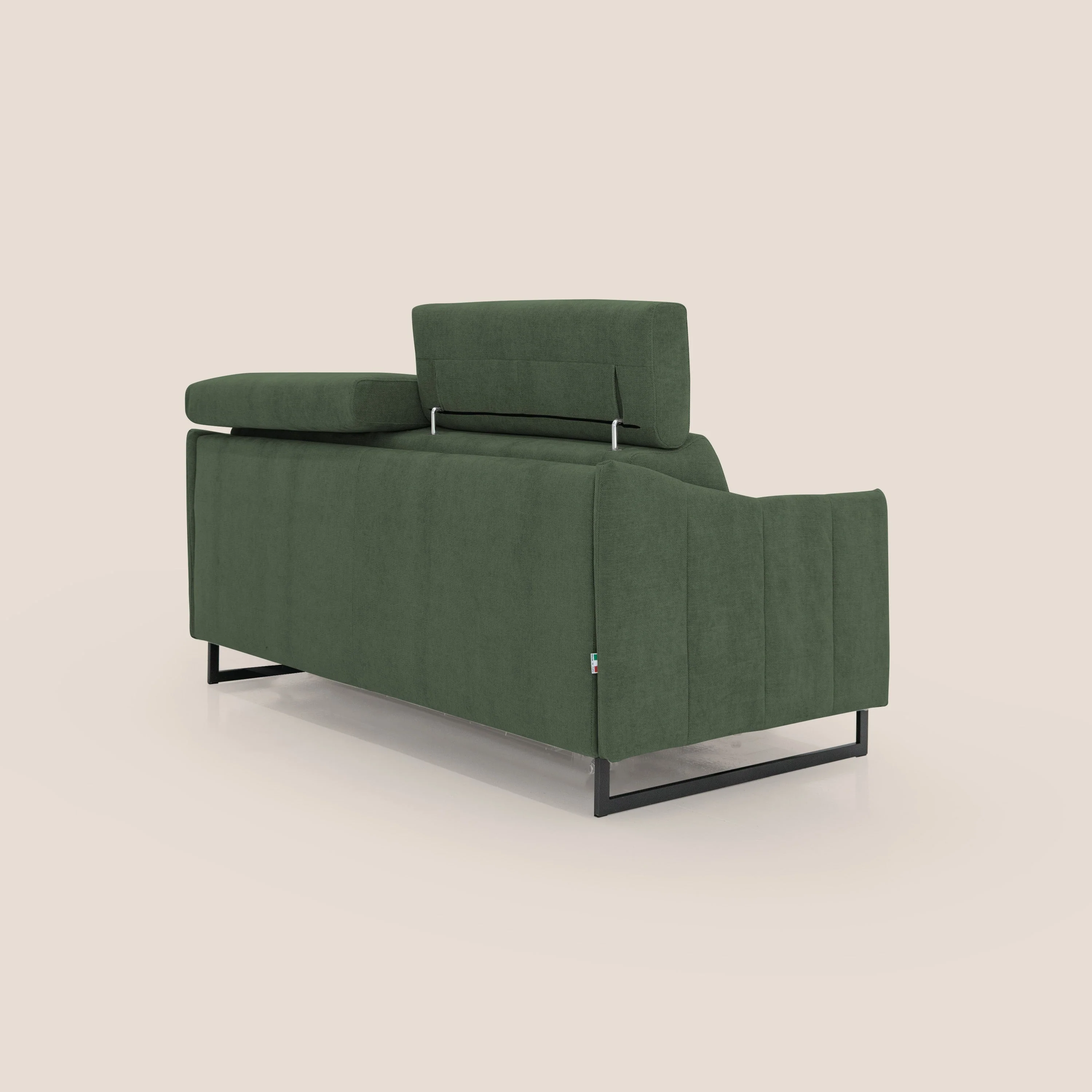Loto canapé convertible compact avec matelas H 18cm et pieds hauts en tissu imperméable T14 vert - Image 8