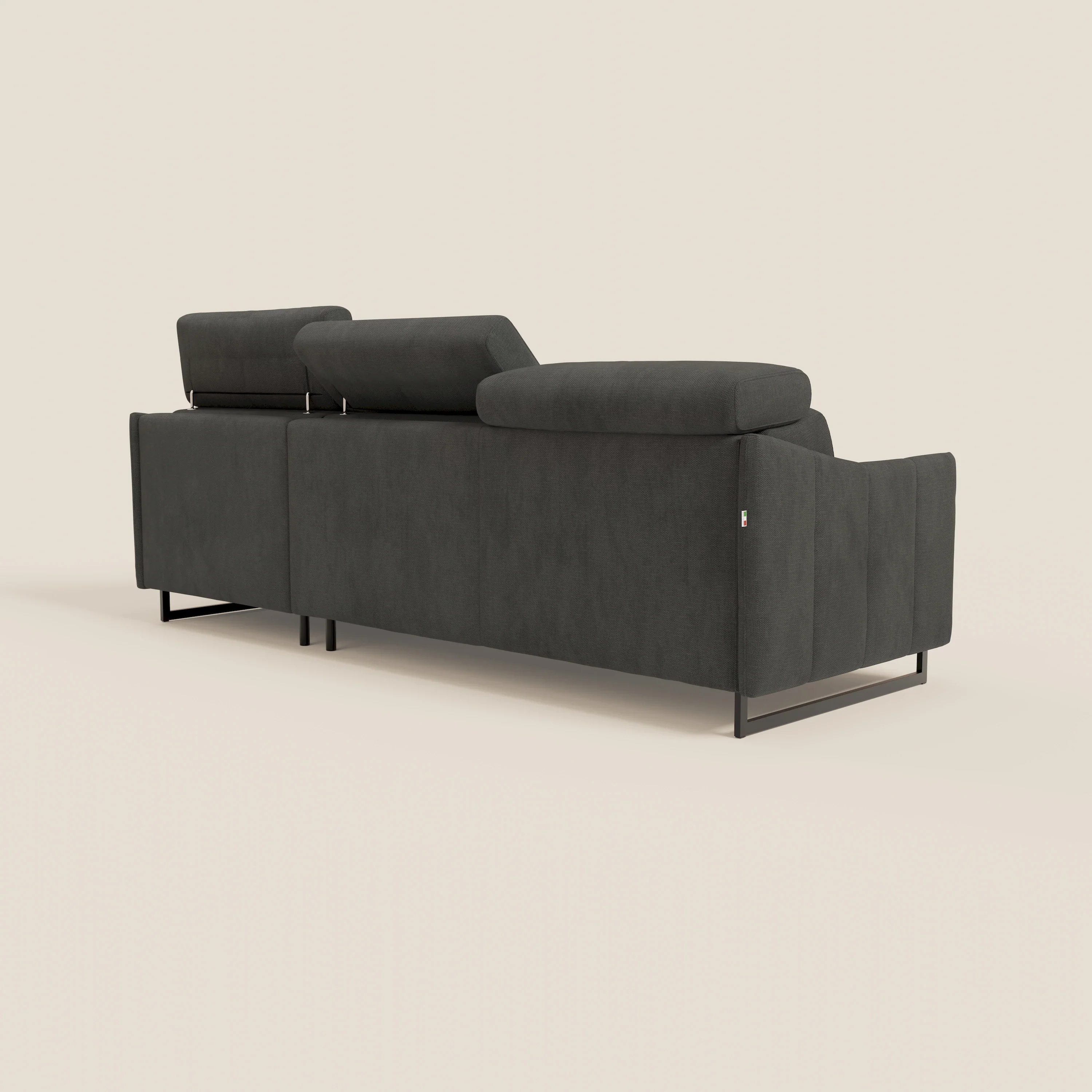 Loto Canapé d'angle convertible avec chaise longue coffre, têtières et matelas H 18 cm en tissu doux imperméable T14 anthracite - Image 7