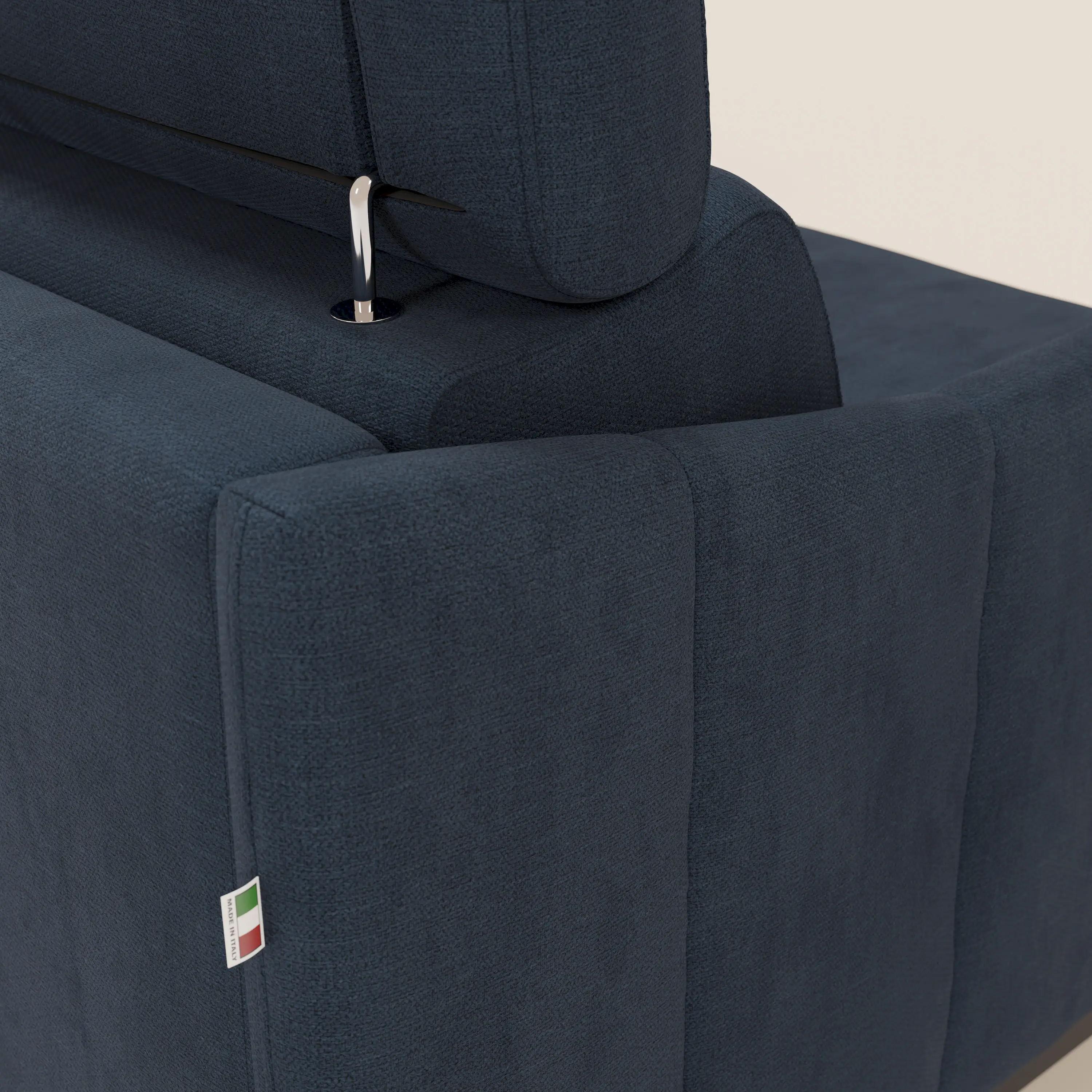 Loto Canapé d'angle convertible avec chaise longue coffre, têtières et matelas H 18 cm en tissu doux imperméable T14 bleu - Image 8