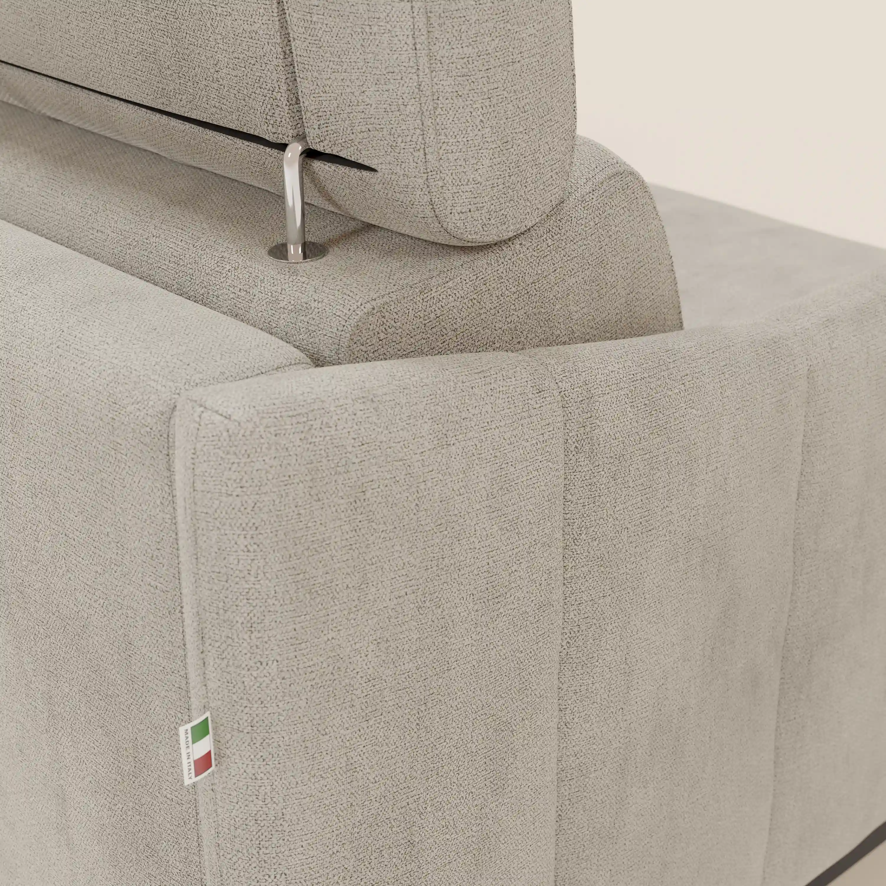 Loto Canapé d'angle convertible avec chaise longue coffre, têtières et matelas H 18 cm en tissu doux imperméable T14 crème - Image 8