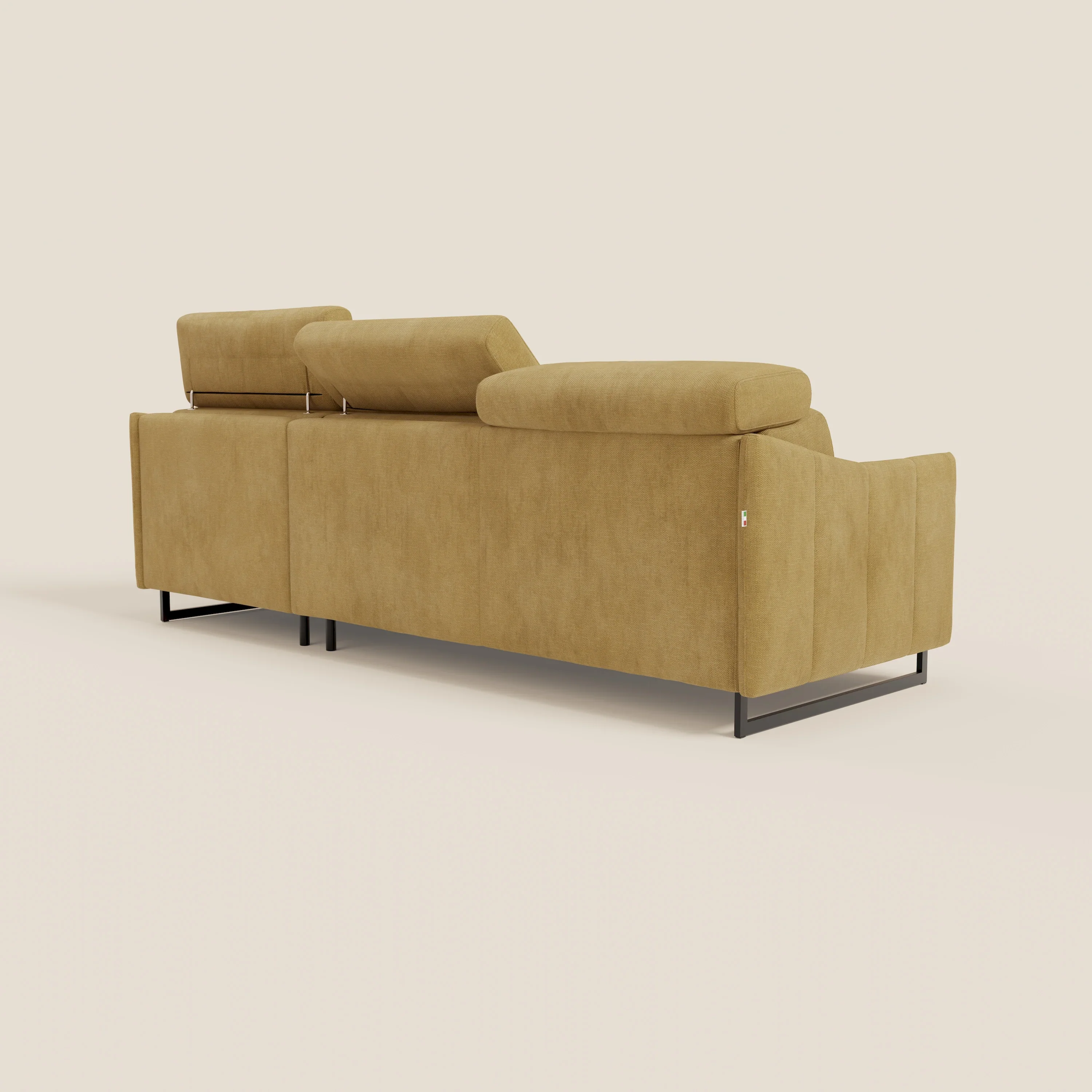 Loto Canapé d'angle convertible avec chaise longue coffre, têtières et matelas H 18 cm en tissu doux imperméable T14 jaune - Image 7