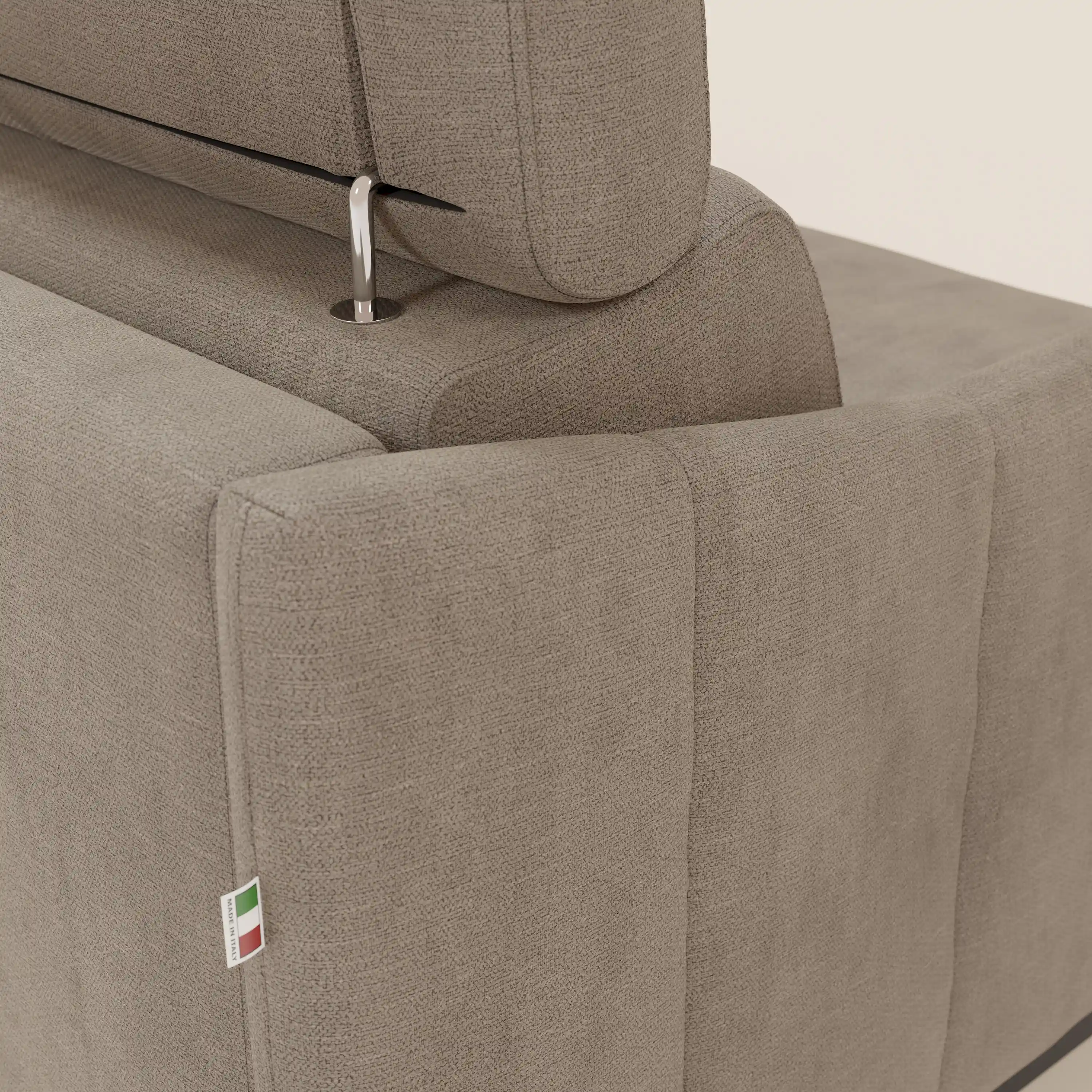 Loto Canapé d'angle convertible avec chaise longue coffre, têtières et matelas H 18 cm en tissu doux imperméable T14 taupe - Image 8