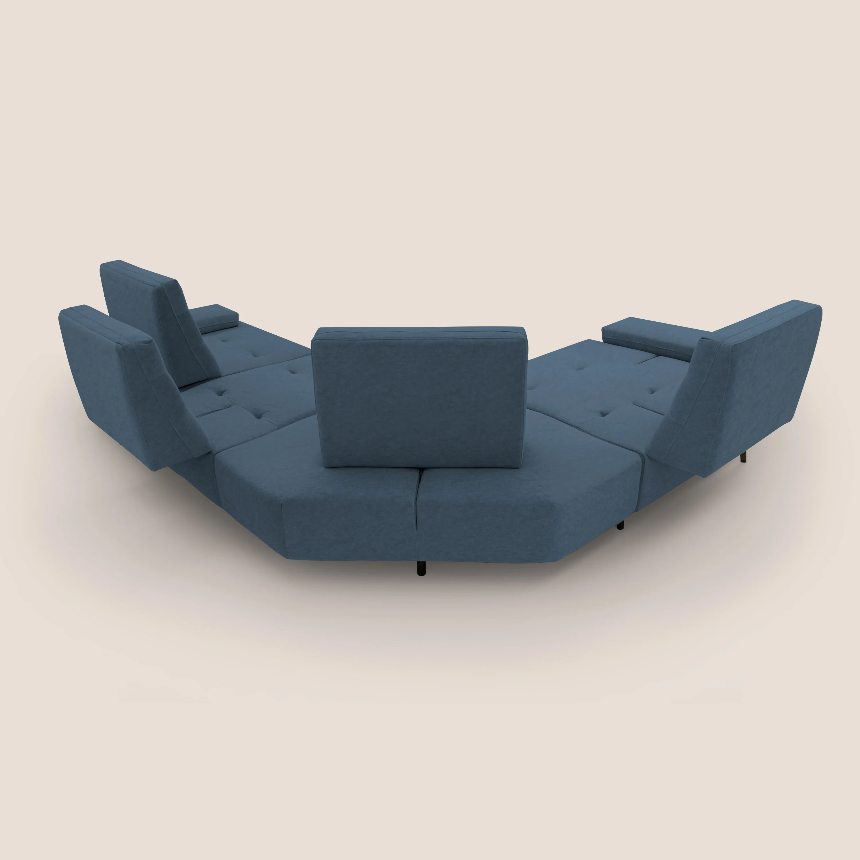 Lugano Divano angolare con schienali traslanti in microfibra effetto velluto T09 blu - Image 13