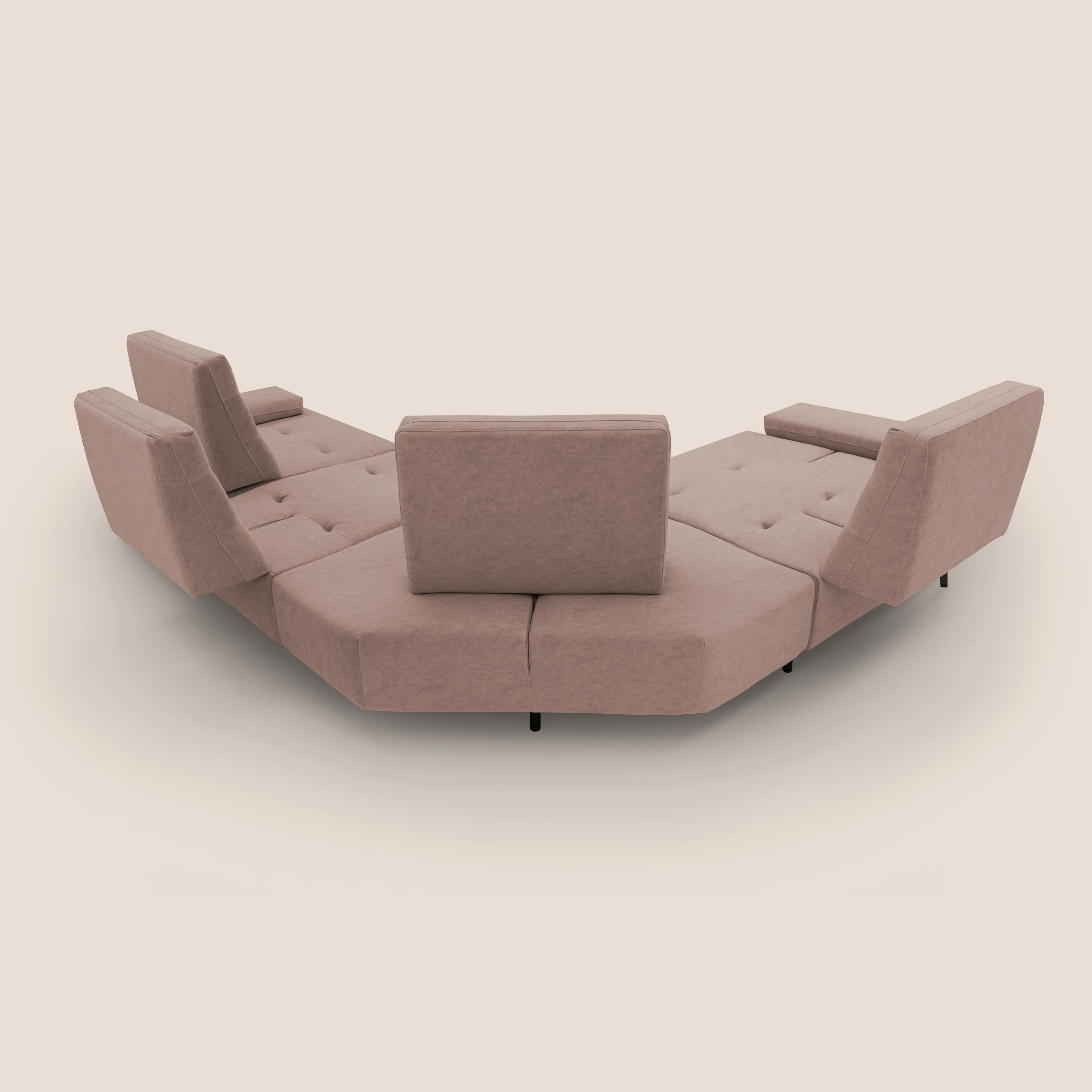 Lugano Canapé d'angle avec dossiers coulissants en velours doux T09 rose - Image 13