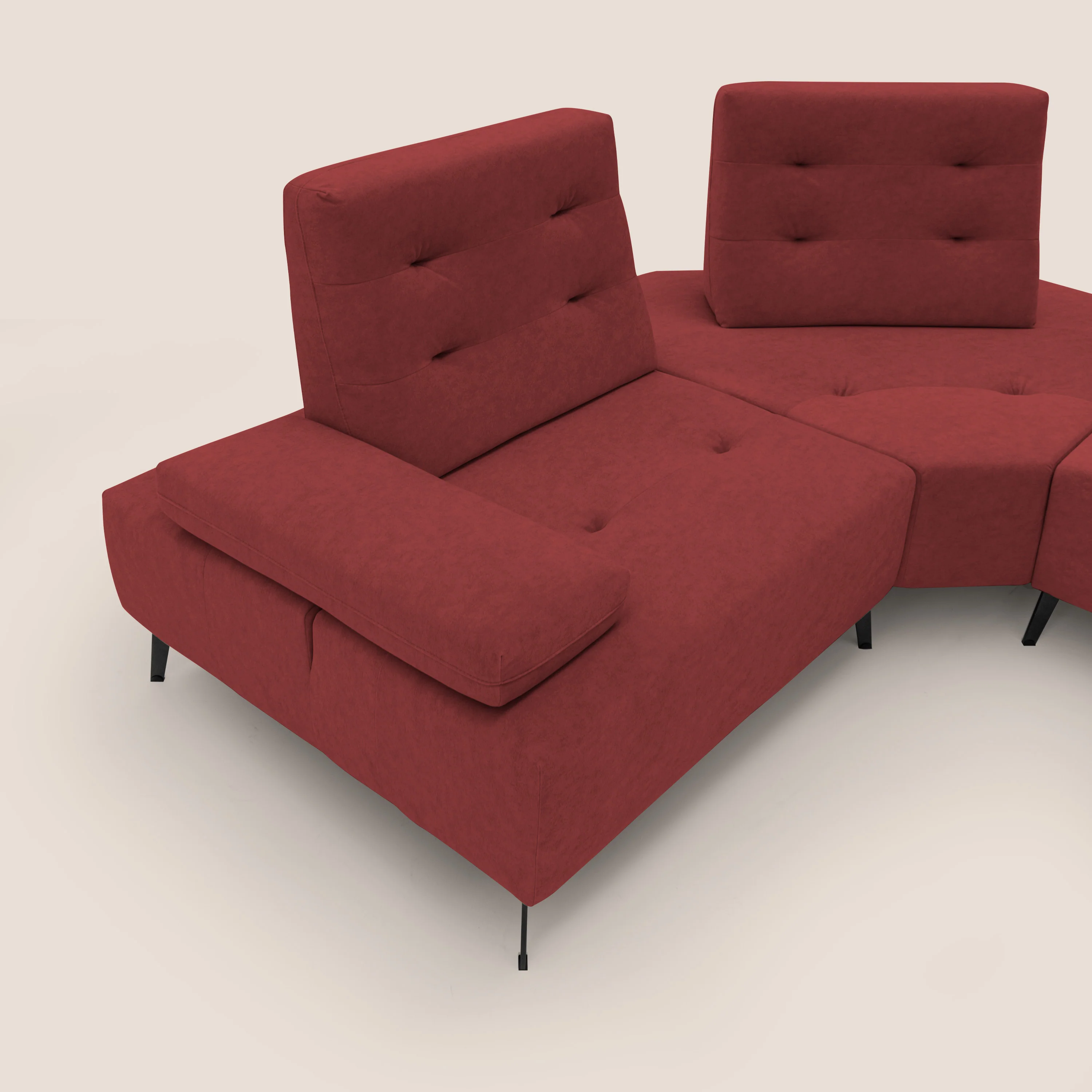 Lugano Canapé d'angle avec dossiers coulissants en velours doux T09 rouge - Image 10