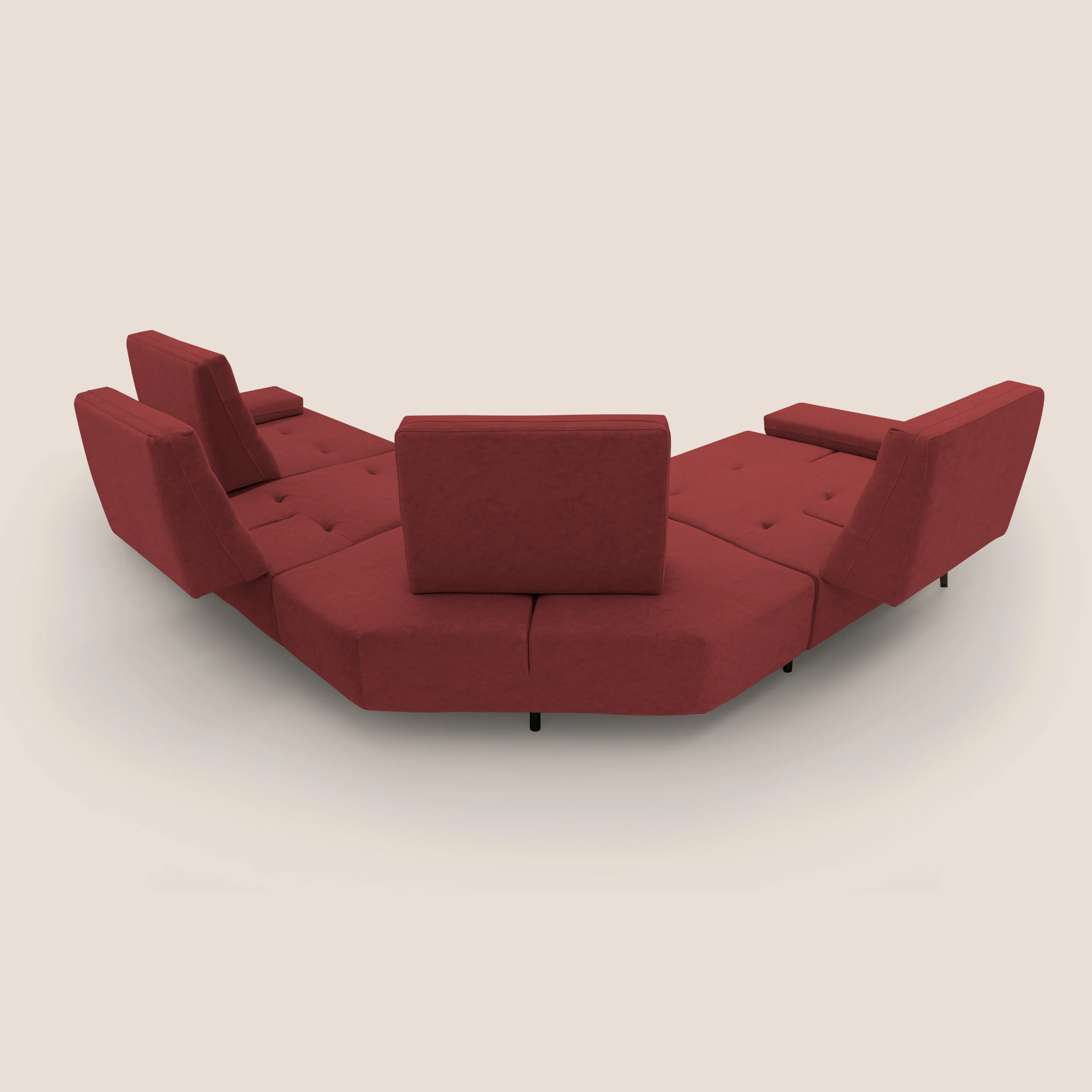 Lugano Canapé d'angle avec dossiers coulissants en velours doux T09 rouge - Image 13