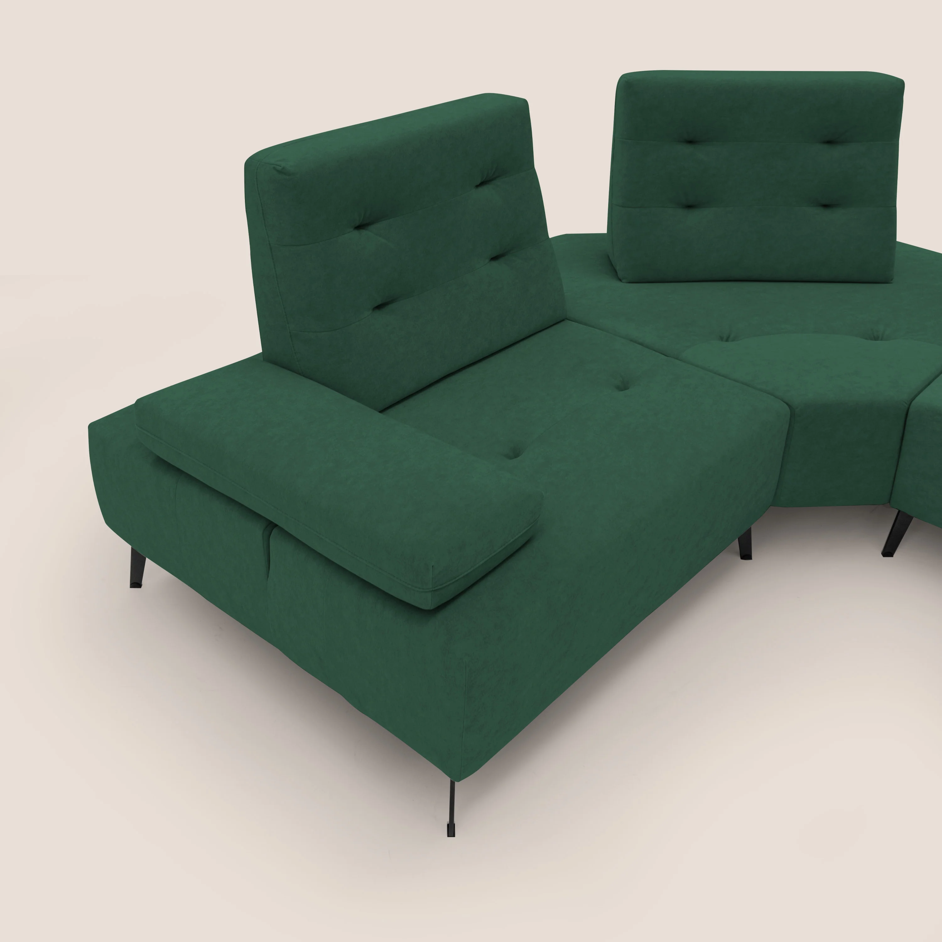 Lugano Canapé d'angle avec dossiers coulissants en velours doux T09 vert - Image 10