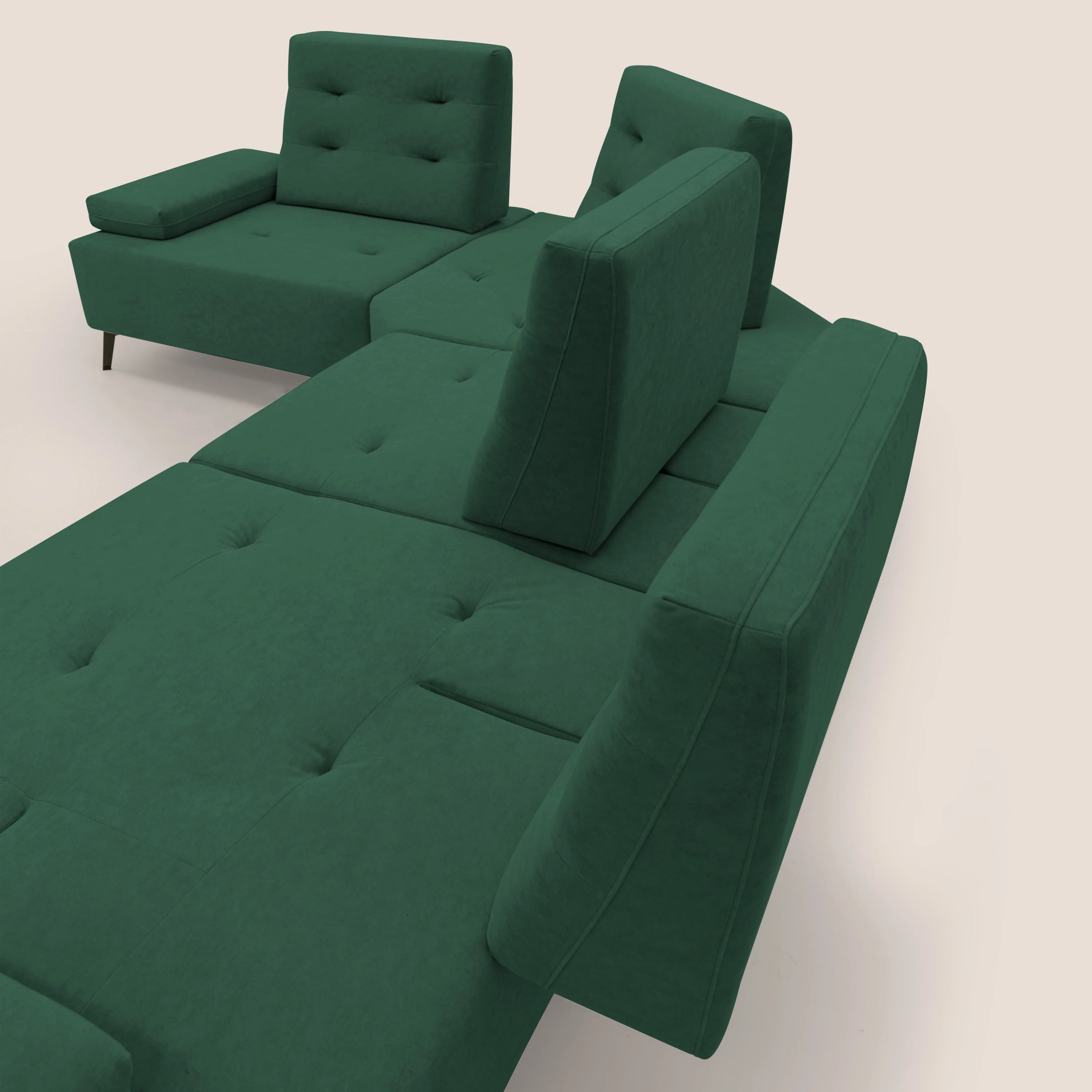 Lugano Canapé d'angle avec dossiers coulissants en velours doux T09 vert - Image 11