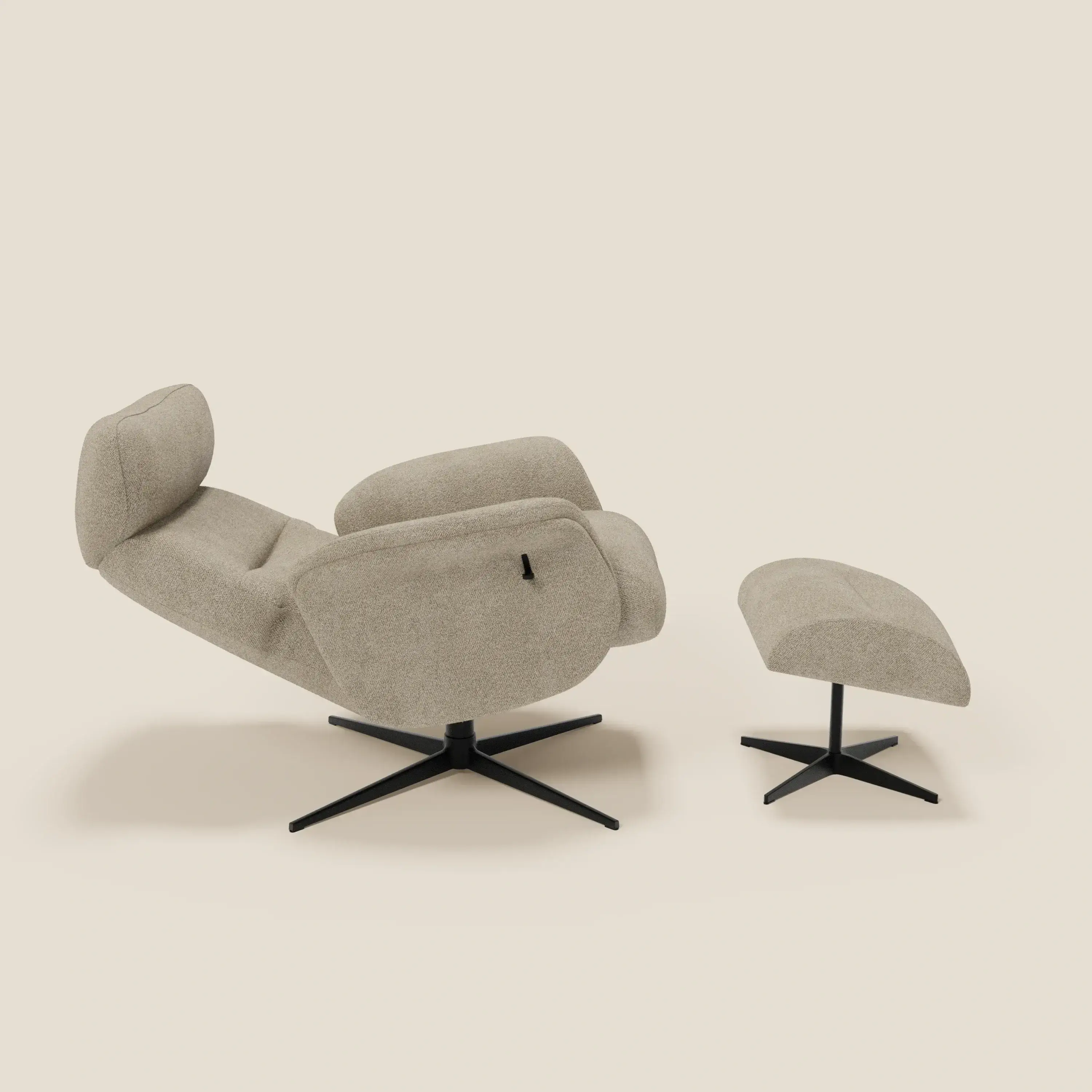 Lunor Fauteuil relax avec pouf en tissu bouclé imperméable T07 beige - Image 2