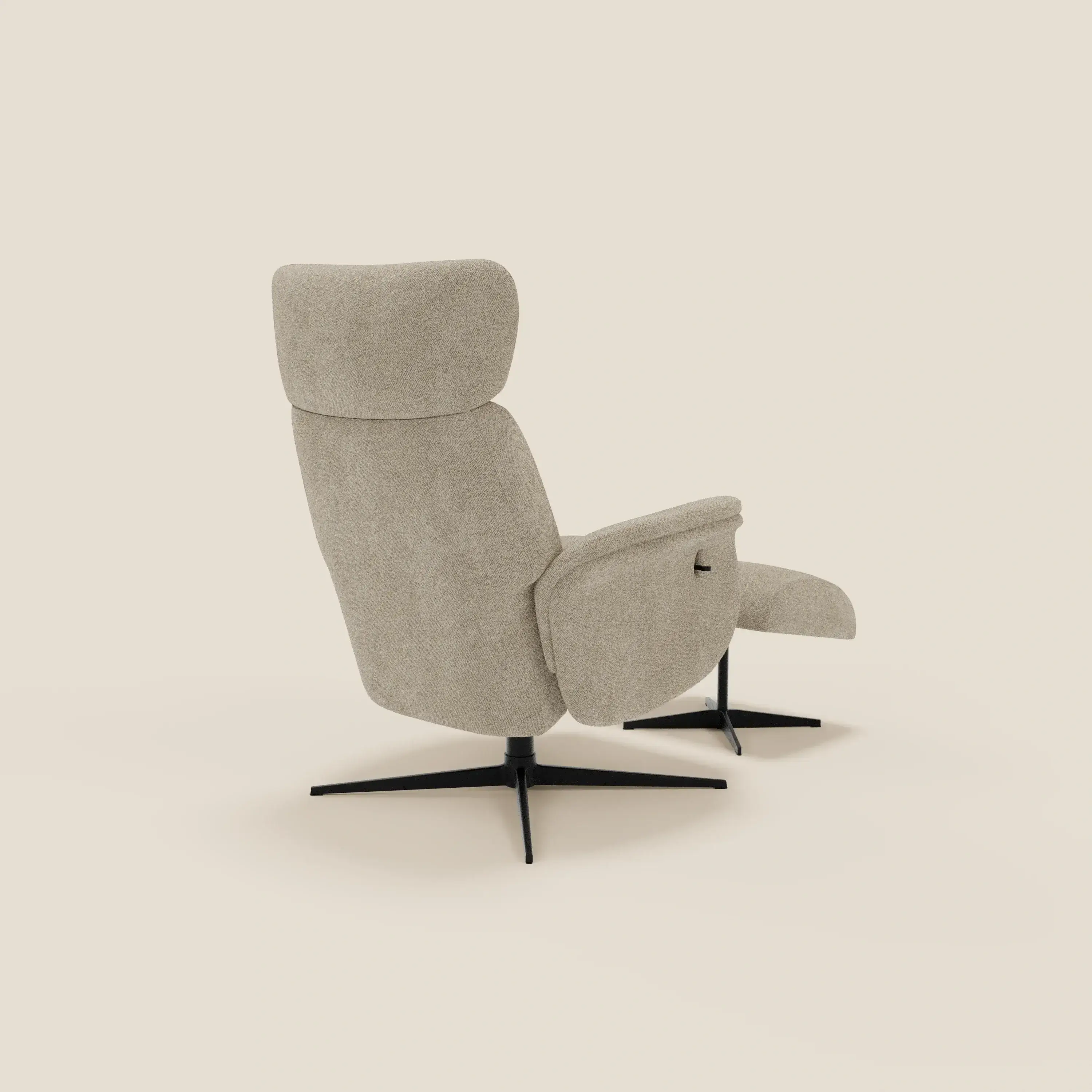 Lunor Fauteuil relax avec pouf en tissu bouclé imperméable T07 beige - Image 5