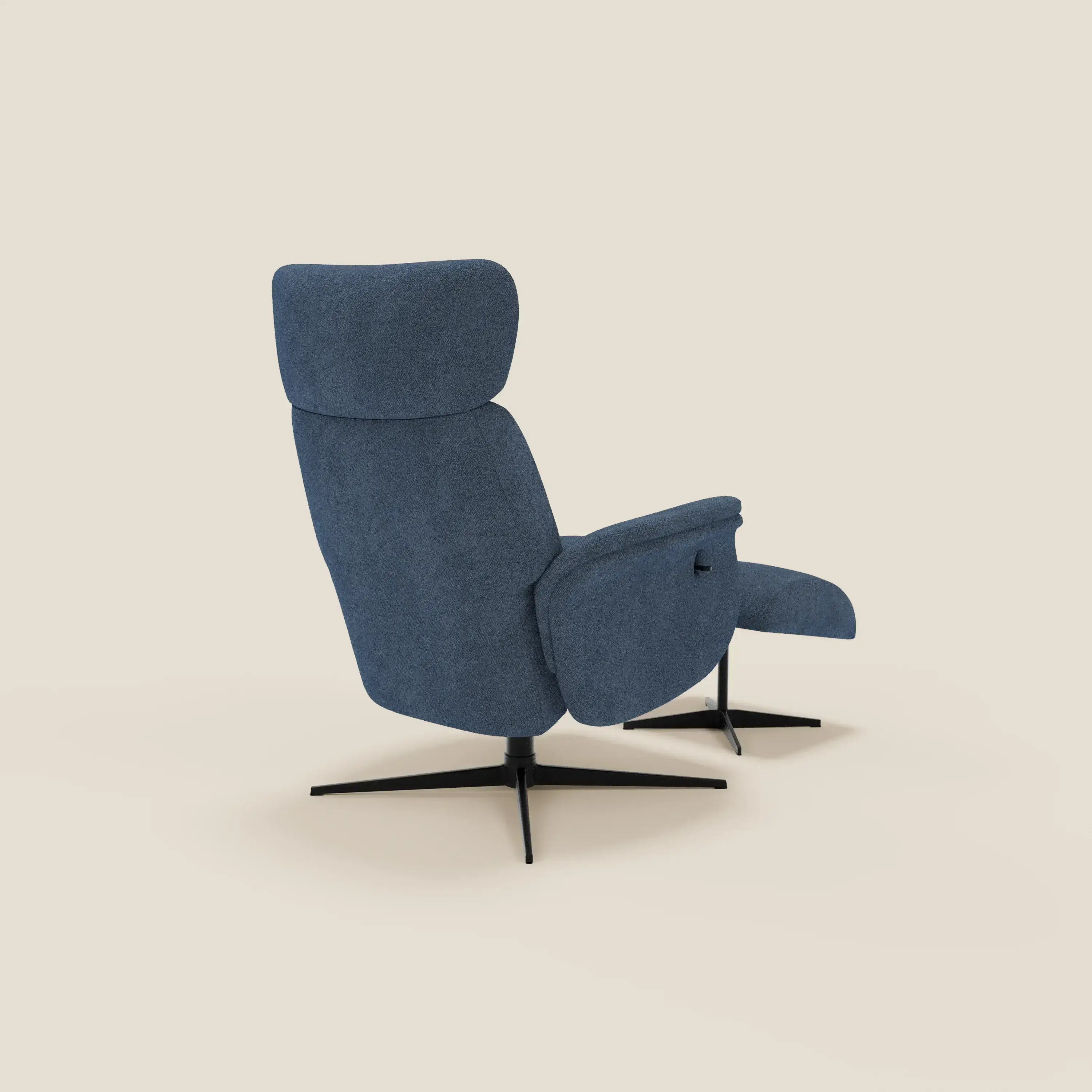 Lunor Fauteuil relax avec pouf en tissu bouclé imperméable T07 bleu - Image 5