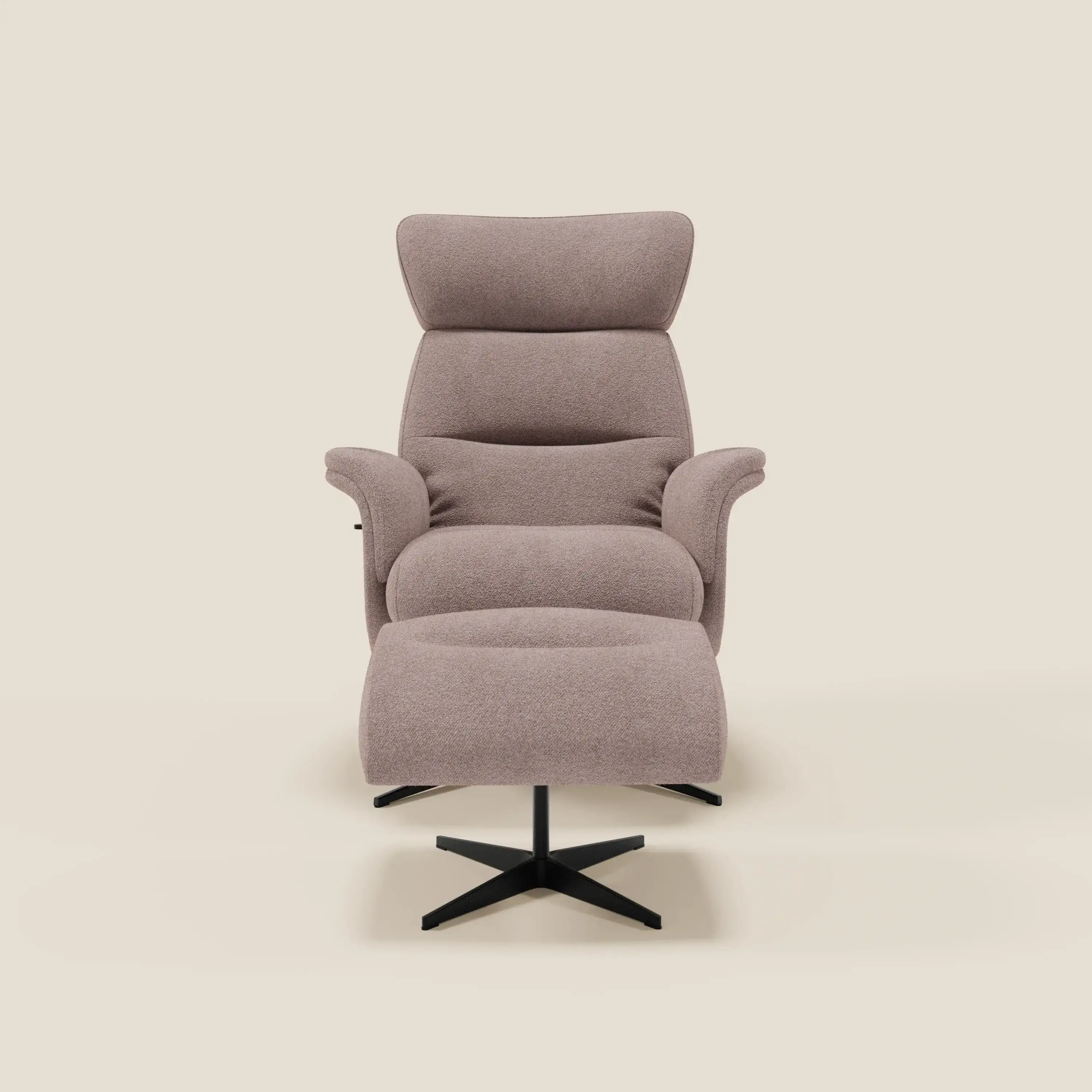 Lunor Fauteuil relax avec pouf en tissu bouclé imperméable T07 rose - Image 3