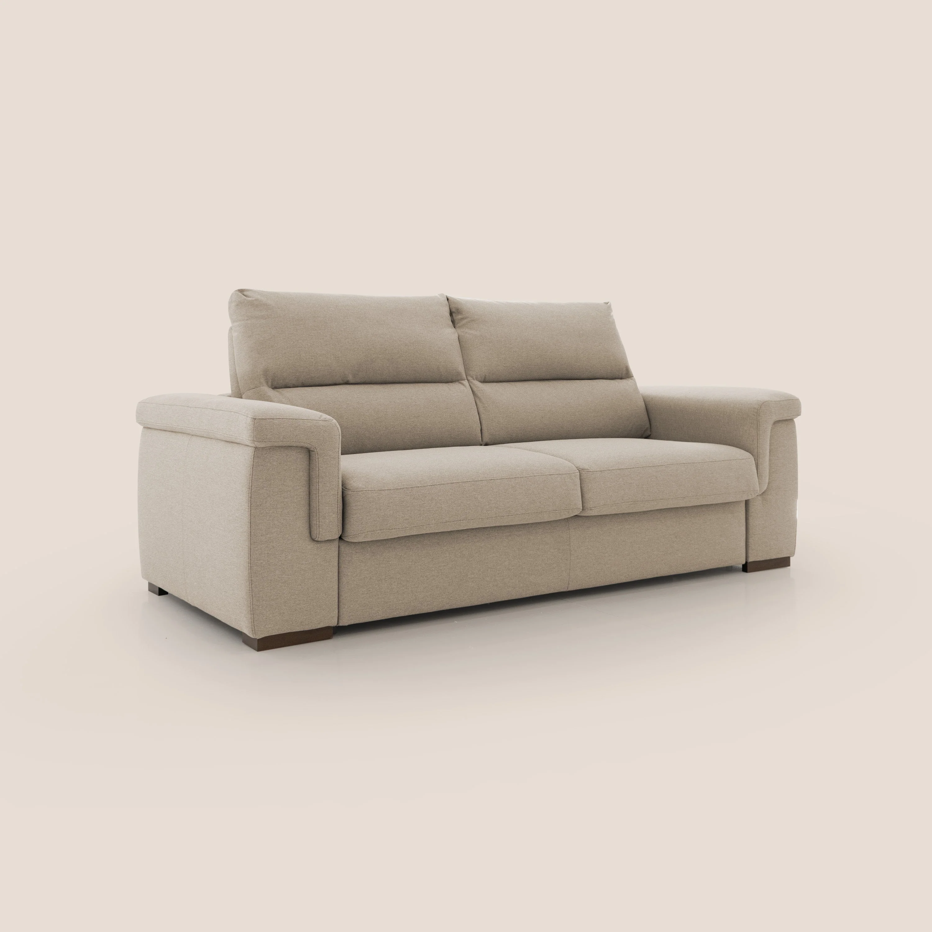 Magnolia canapé convertible avec matelas H 18cm et dossier haut et moelleux en tissu détachable T05 beige - Image 3