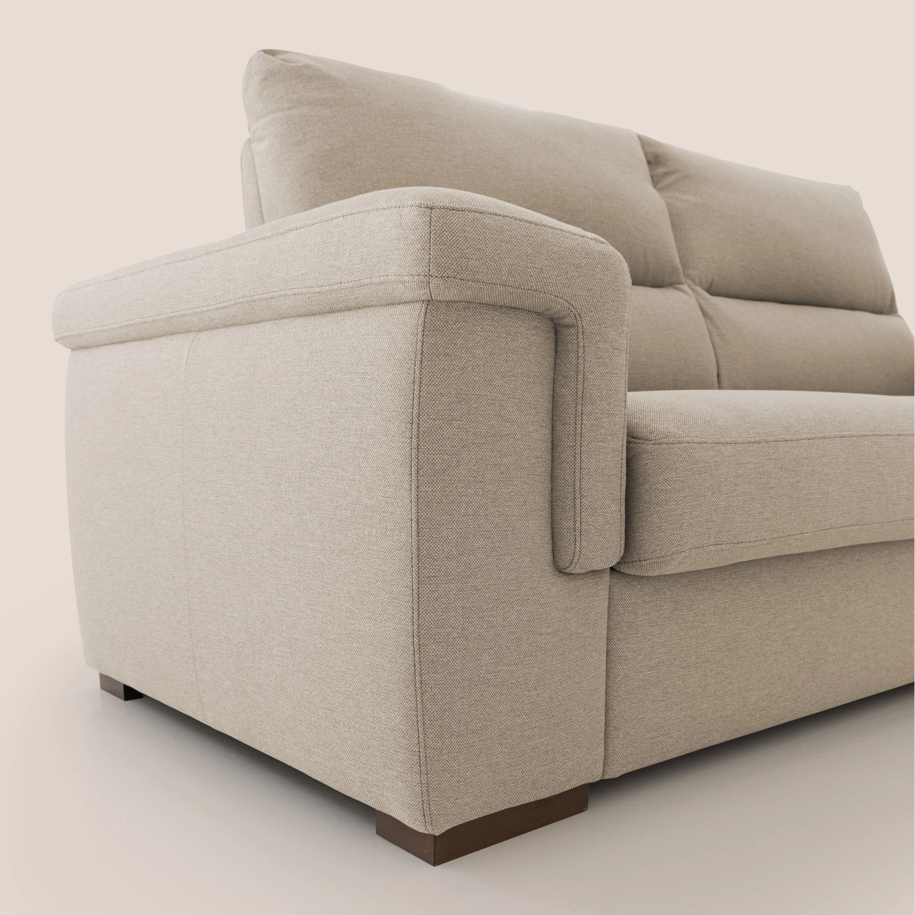 Magnolia canapé convertible avec matelas H 18cm et dossier haut et moelleux en tissu détachable T05 beige - Image 5