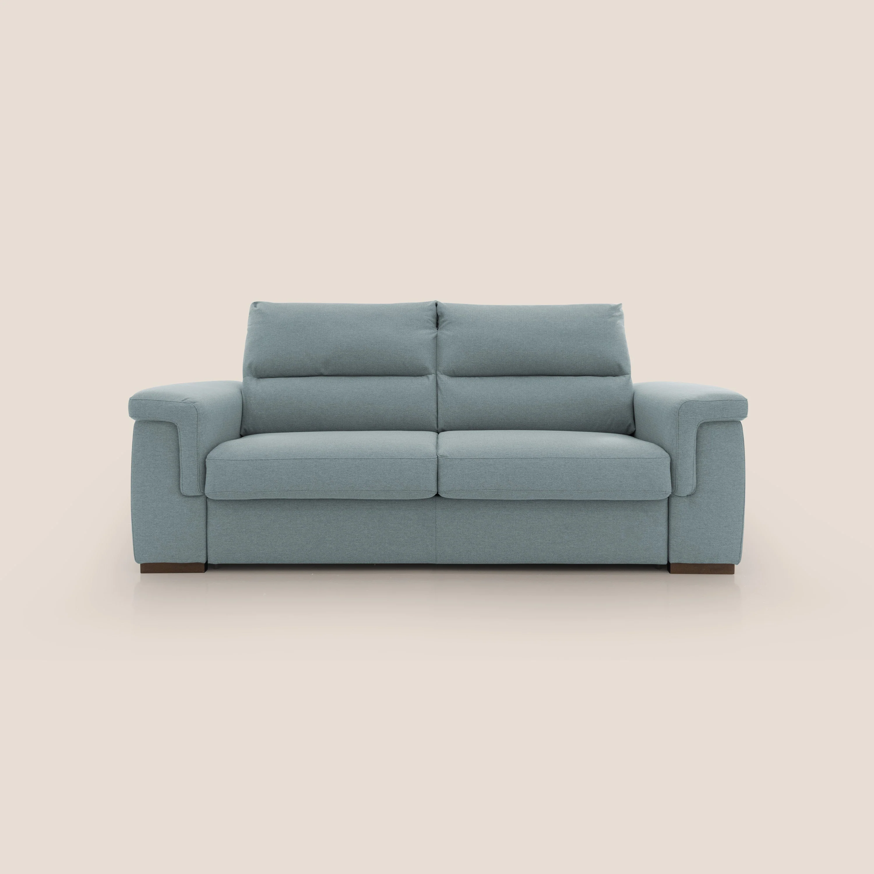 Magnolia canapé convertible avec matelas H 18cm et dossier haut et moelleux en tissu détachable T05 bleu pastel