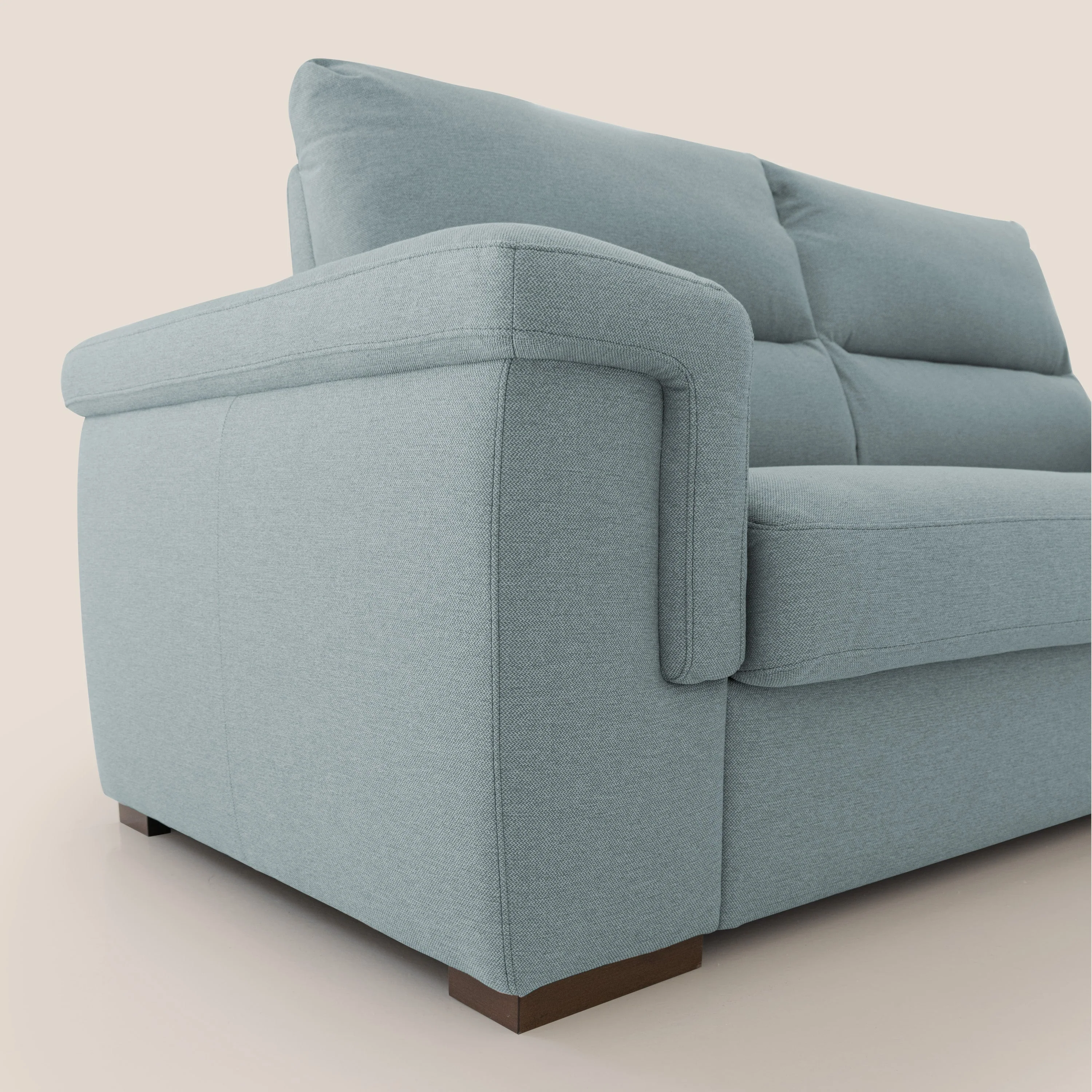 Magnolia canapé convertible avec matelas H 18cm et dossier haut et moelleux en tissu détachable T05 bleu pastel - Image 5