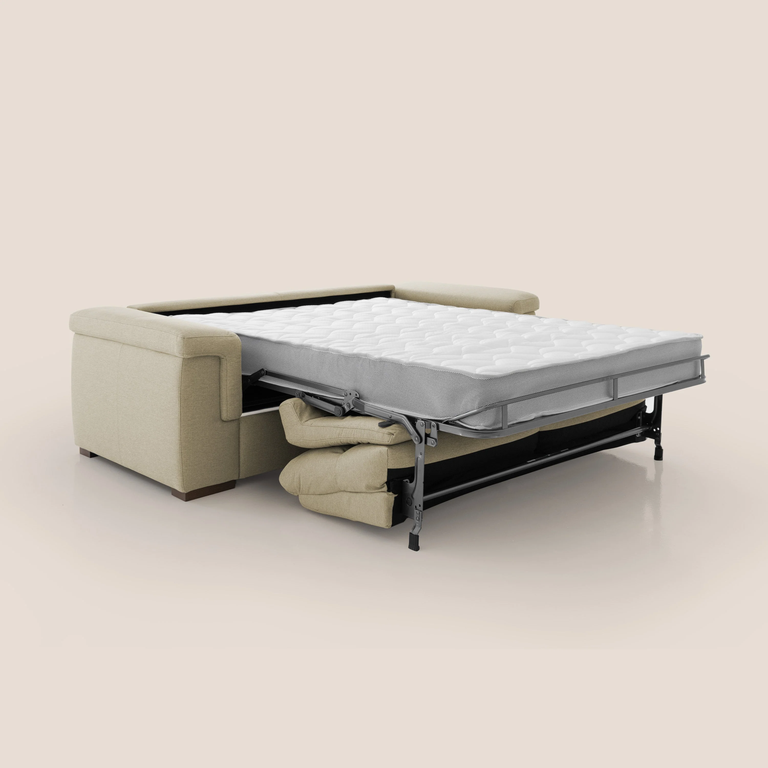 Magnolia canapé convertible avec matelas H 18cm et dossier haut et moelleux en tissu détachable T05 chameau - Image 2
