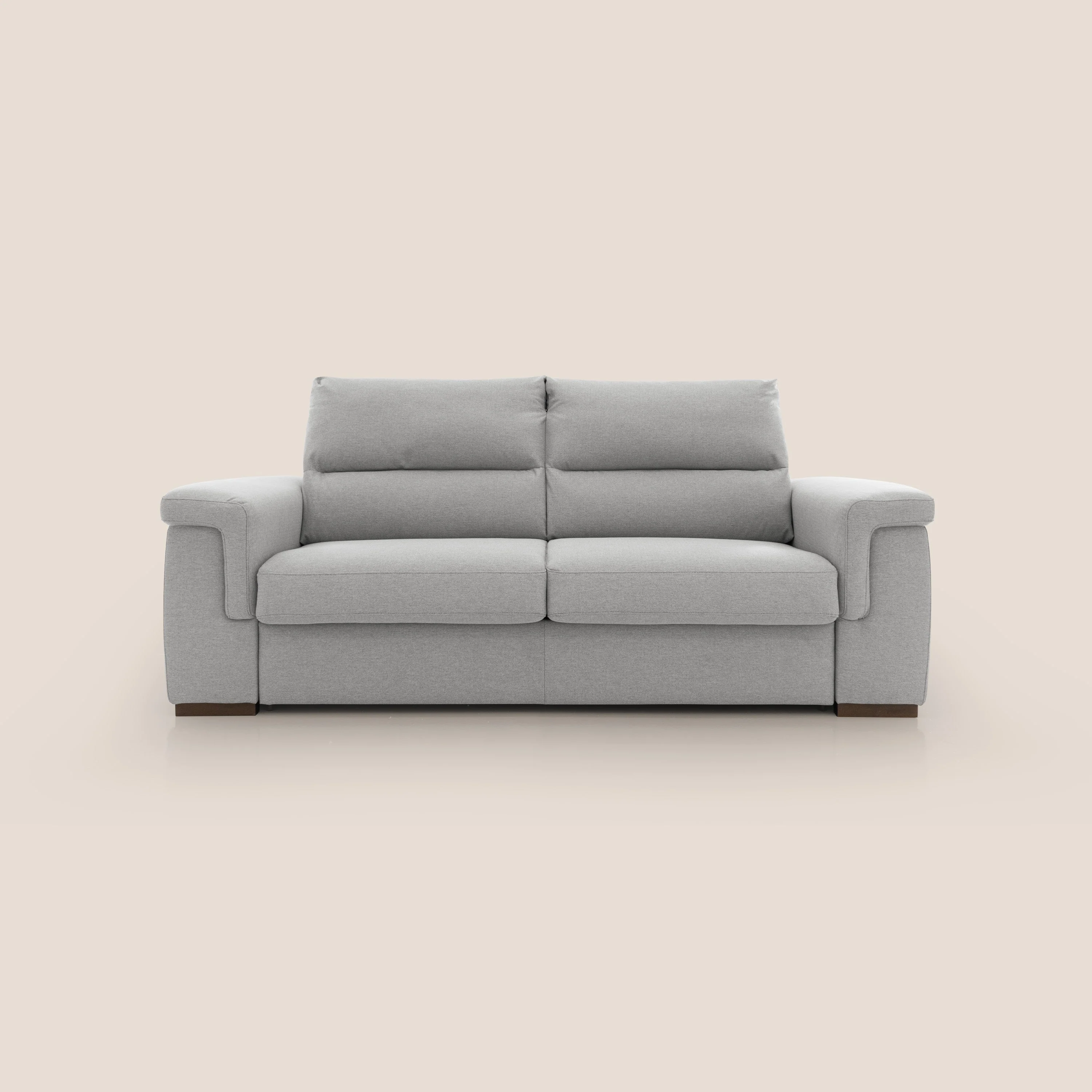 Magnolia canapé convertible avec matelas H 18cm et dossier haut et moelleux en tissu détachable T05 gris
