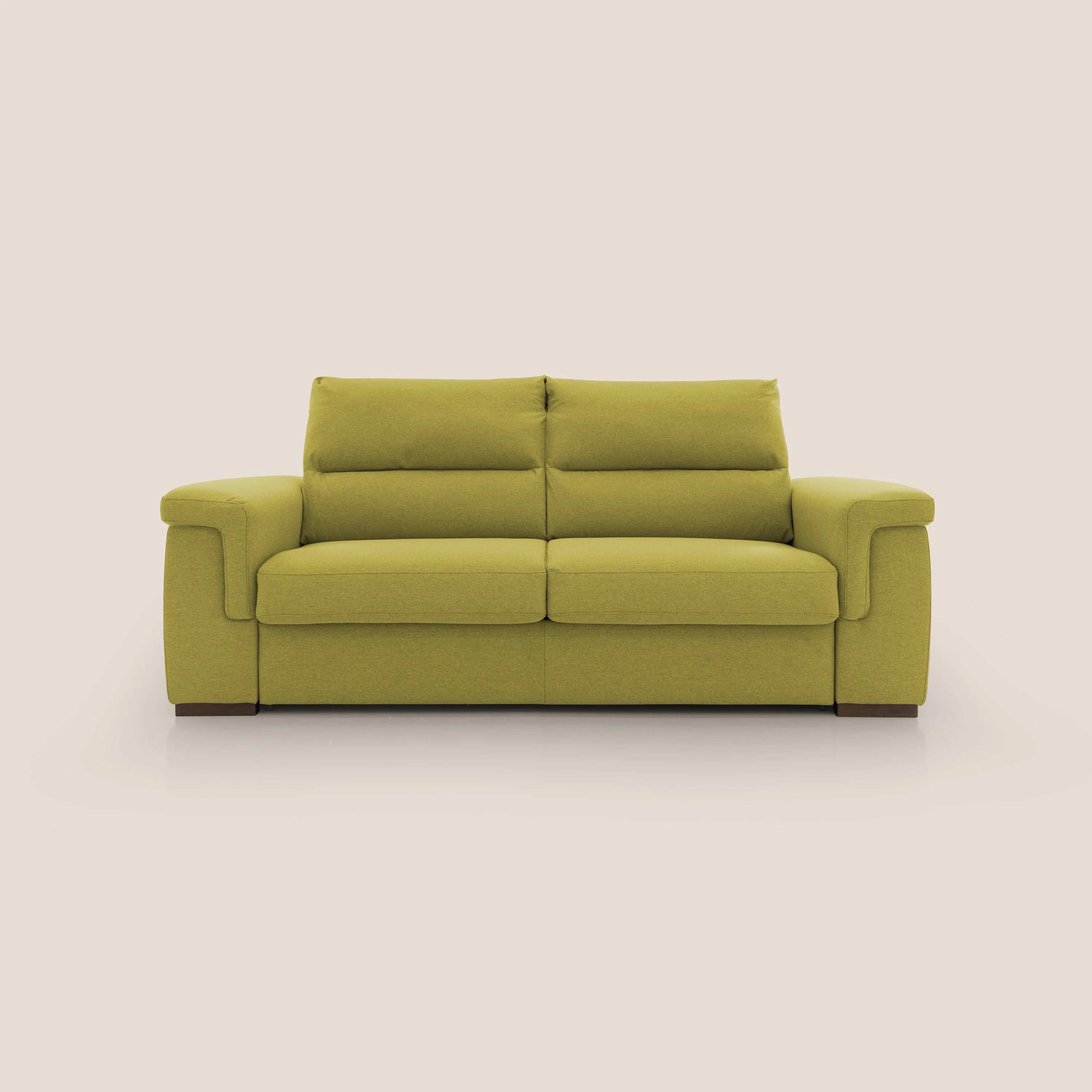 Magnolia canapé convertible avec matelas H 18cm et dossier haut et moelleux en tissu détachable T05 jaune