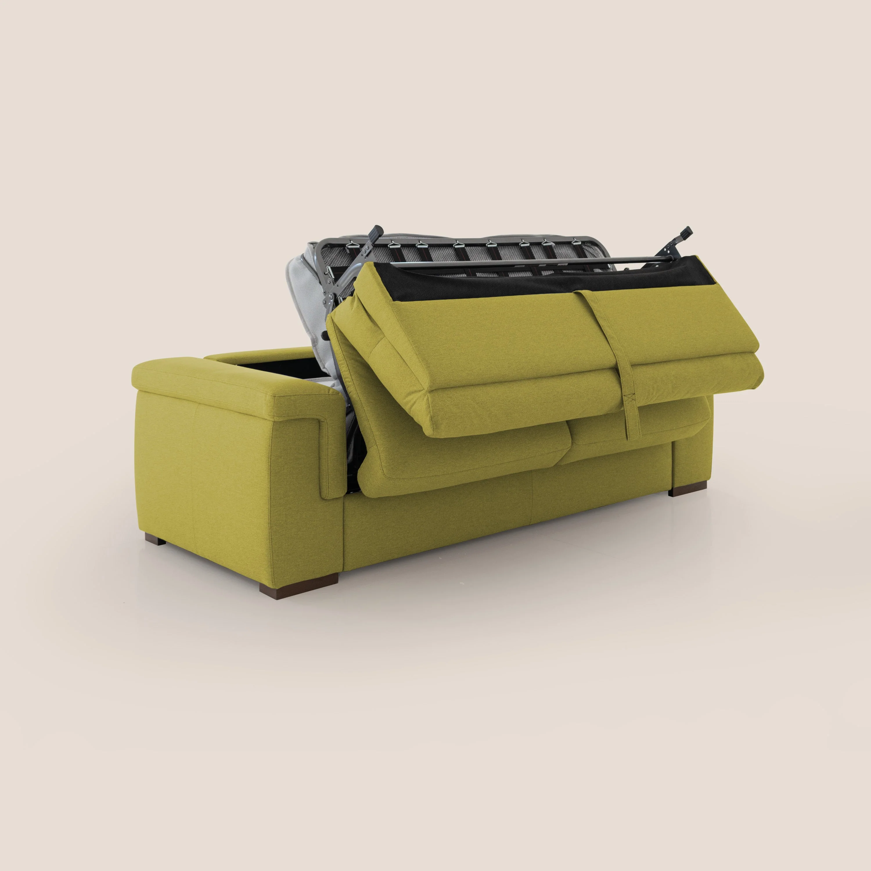 Magnolia canapé convertible avec matelas H 18cm et dossier haut et moelleux en tissu détachable T05 jaune - Image 4