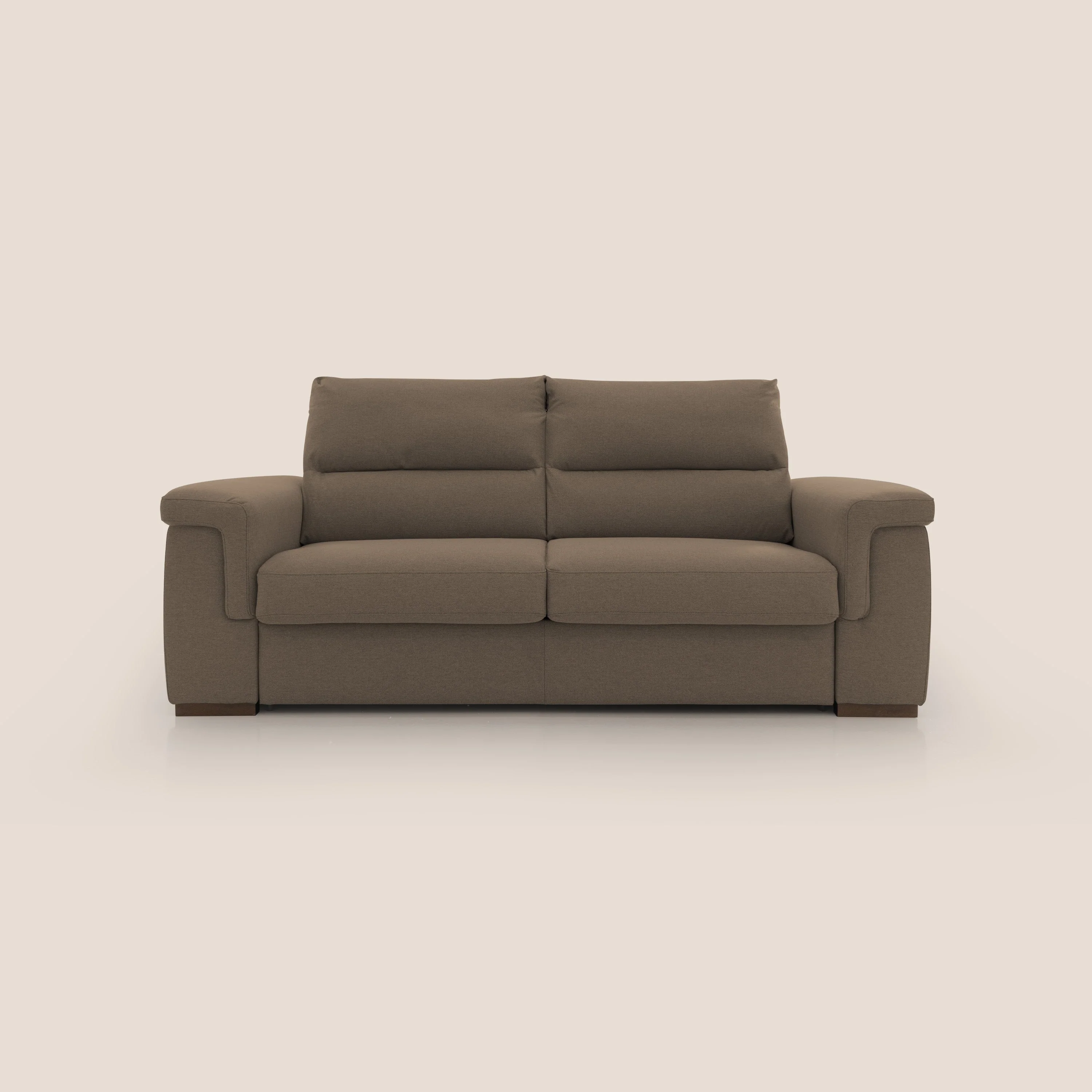 Magnolia canapé convertible avec matelas H 18cm et dossier haut et moelleux en tissu détachable T05 marron