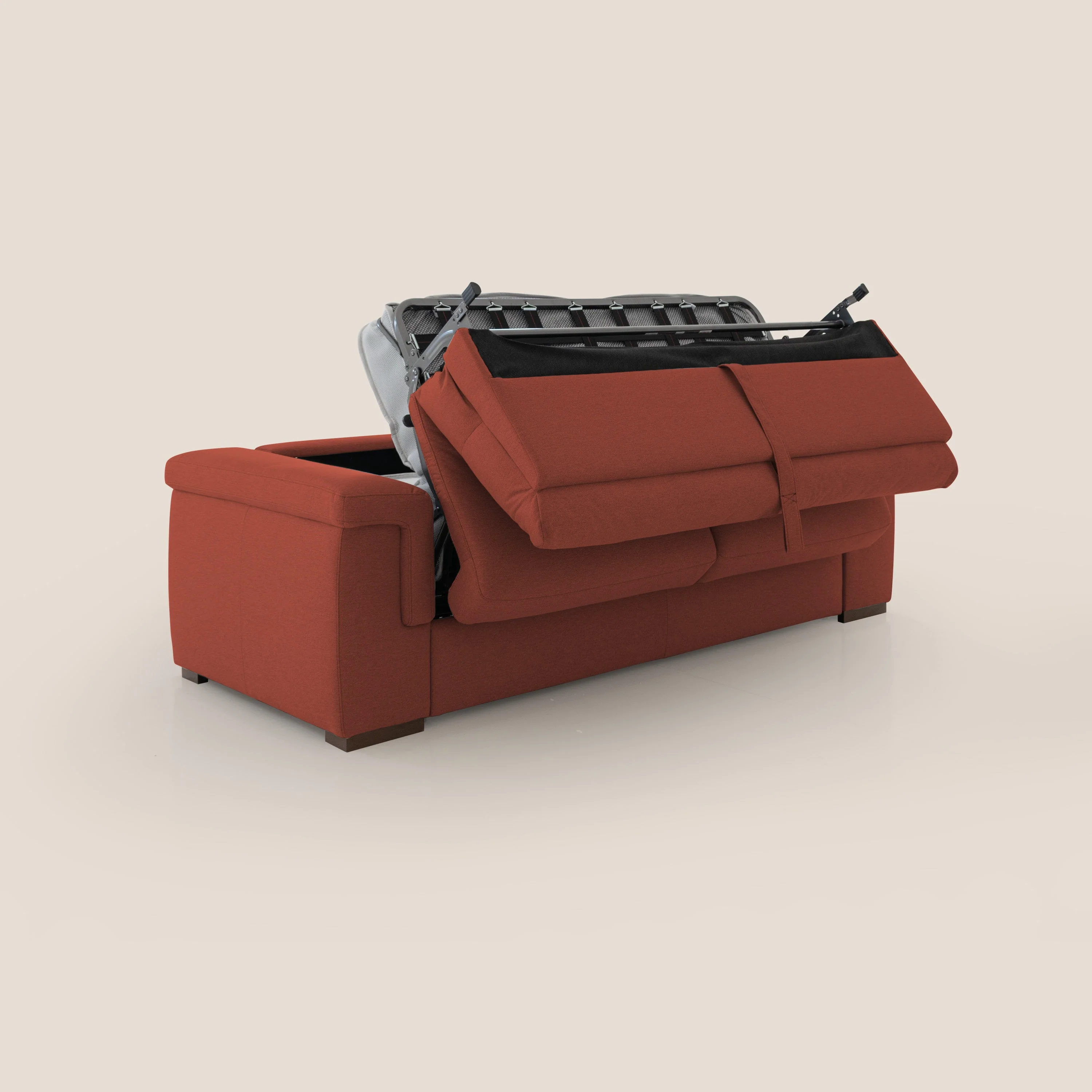 Magnolia canapé convertible avec matelas H 18cm et dossier haut et moelleux en tissu détachable T05 rouge - Image 4