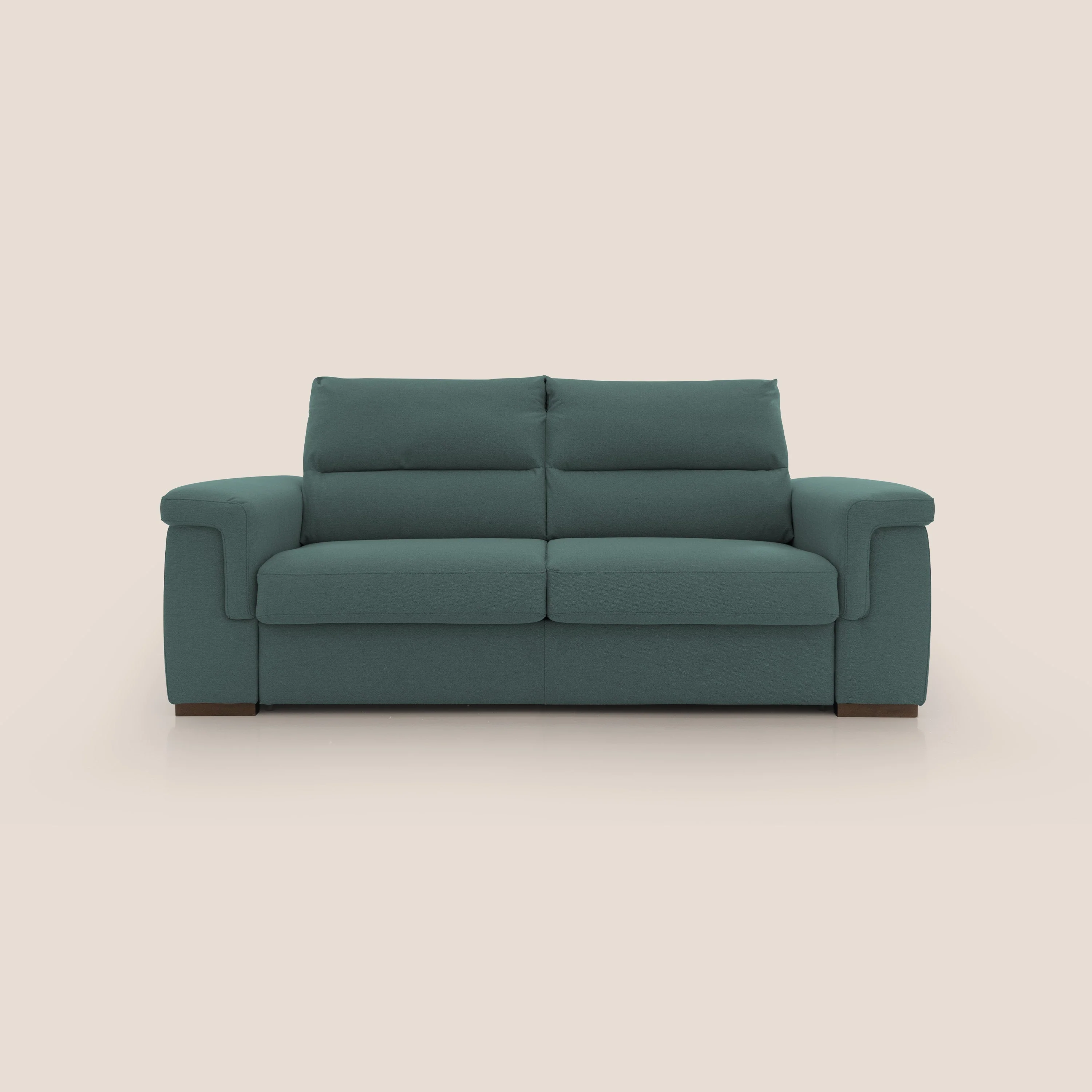 Magnolia canapé convertible avec matelas H 18cm et dossier haut et moelleux en tissu détachable T05 vert