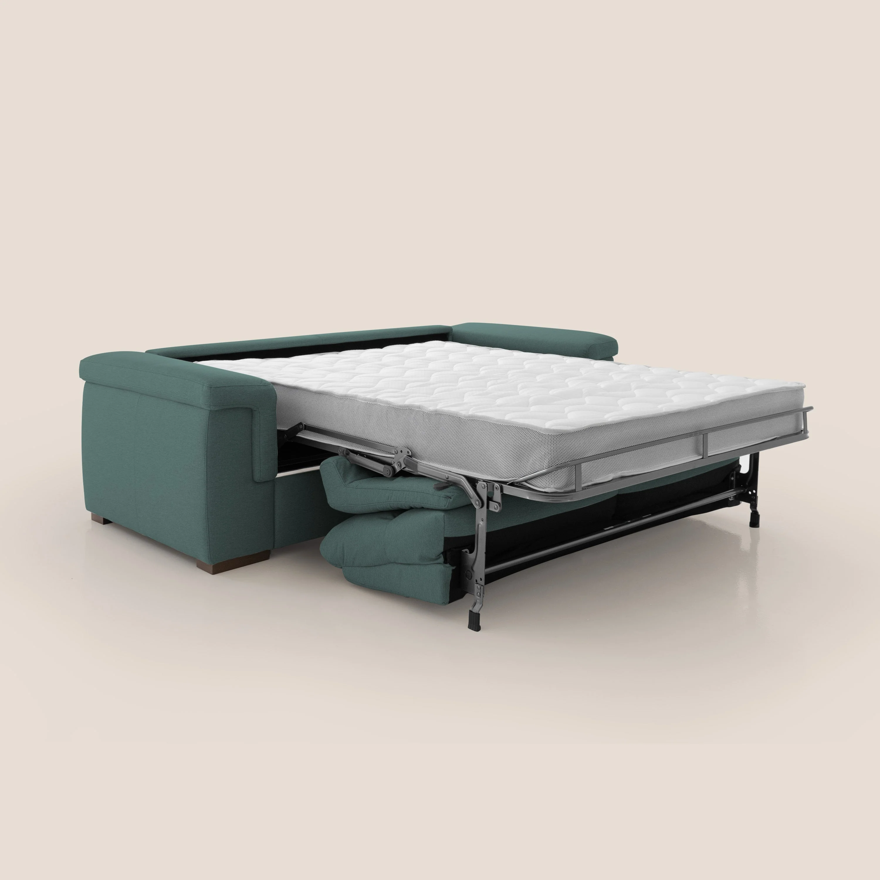 Magnolia canapé convertible avec matelas H 18cm et dossier haut et moelleux en tissu détachable T05 vert - Image 2