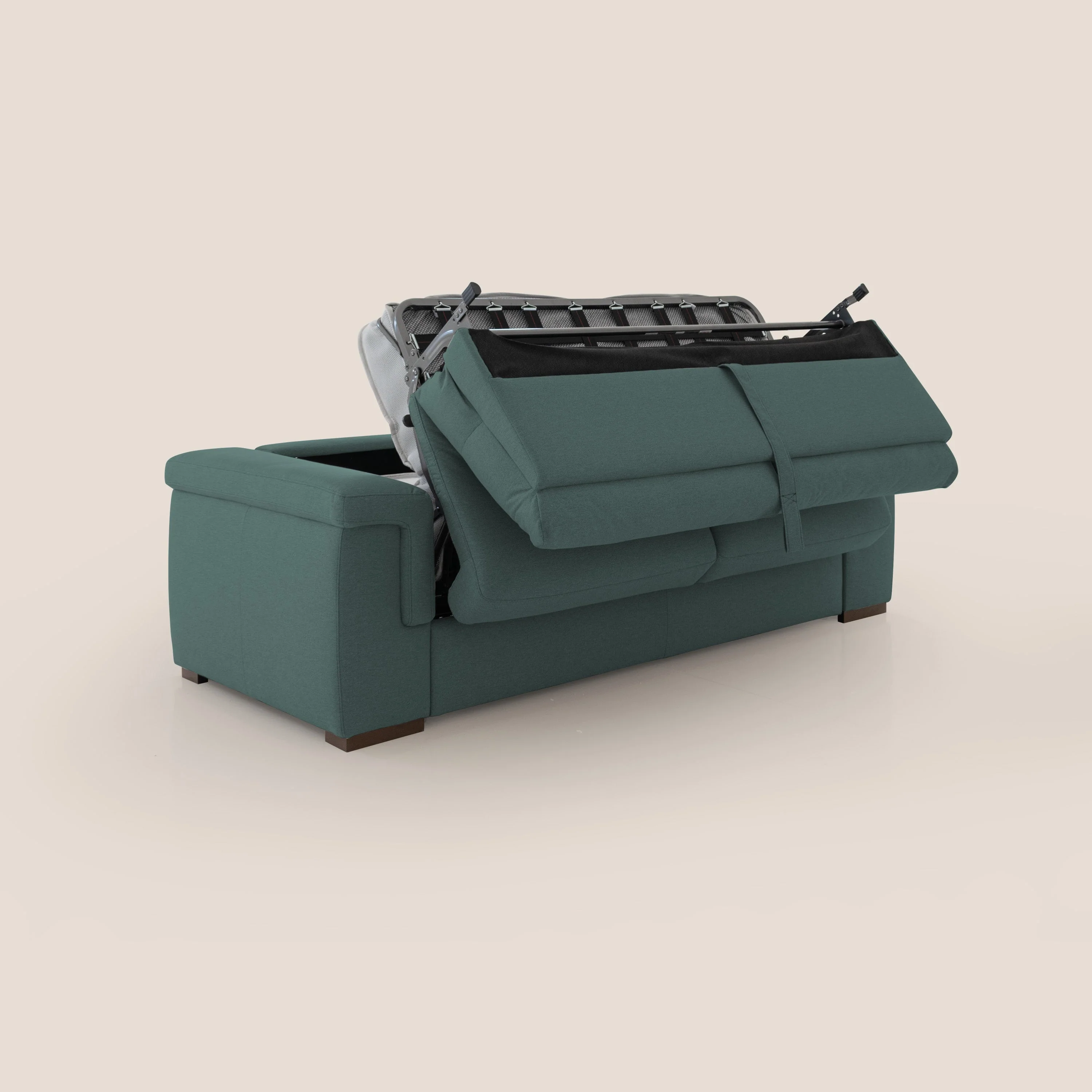 Magnolia canapé convertible avec matelas H 18cm et dossier haut et moelleux en tissu détachable T05 vert - Image 4