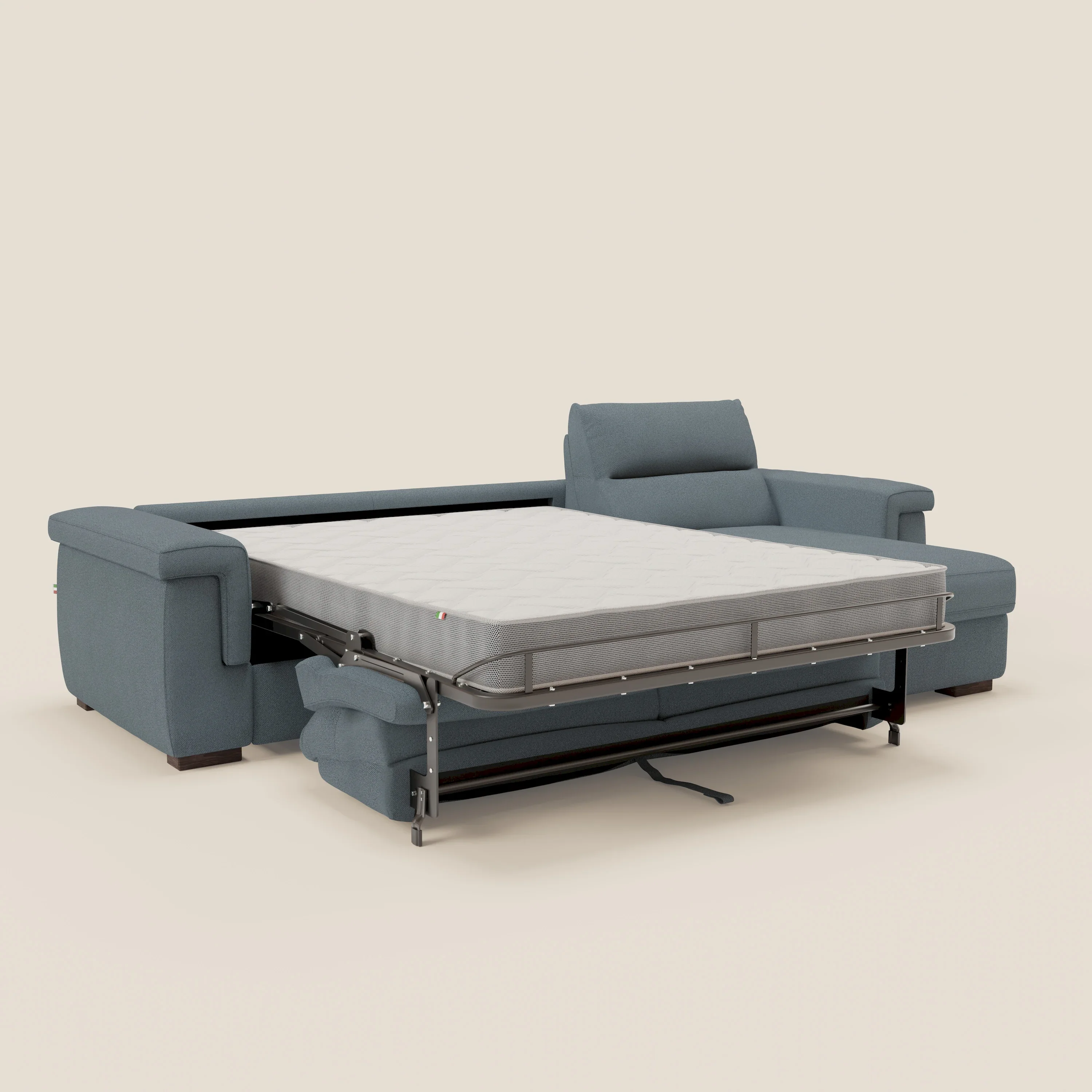 Magnolia canapé d'angle convertible avec méridienne coffre - matelas H 18cm en tissu détachable T05 - Image 11