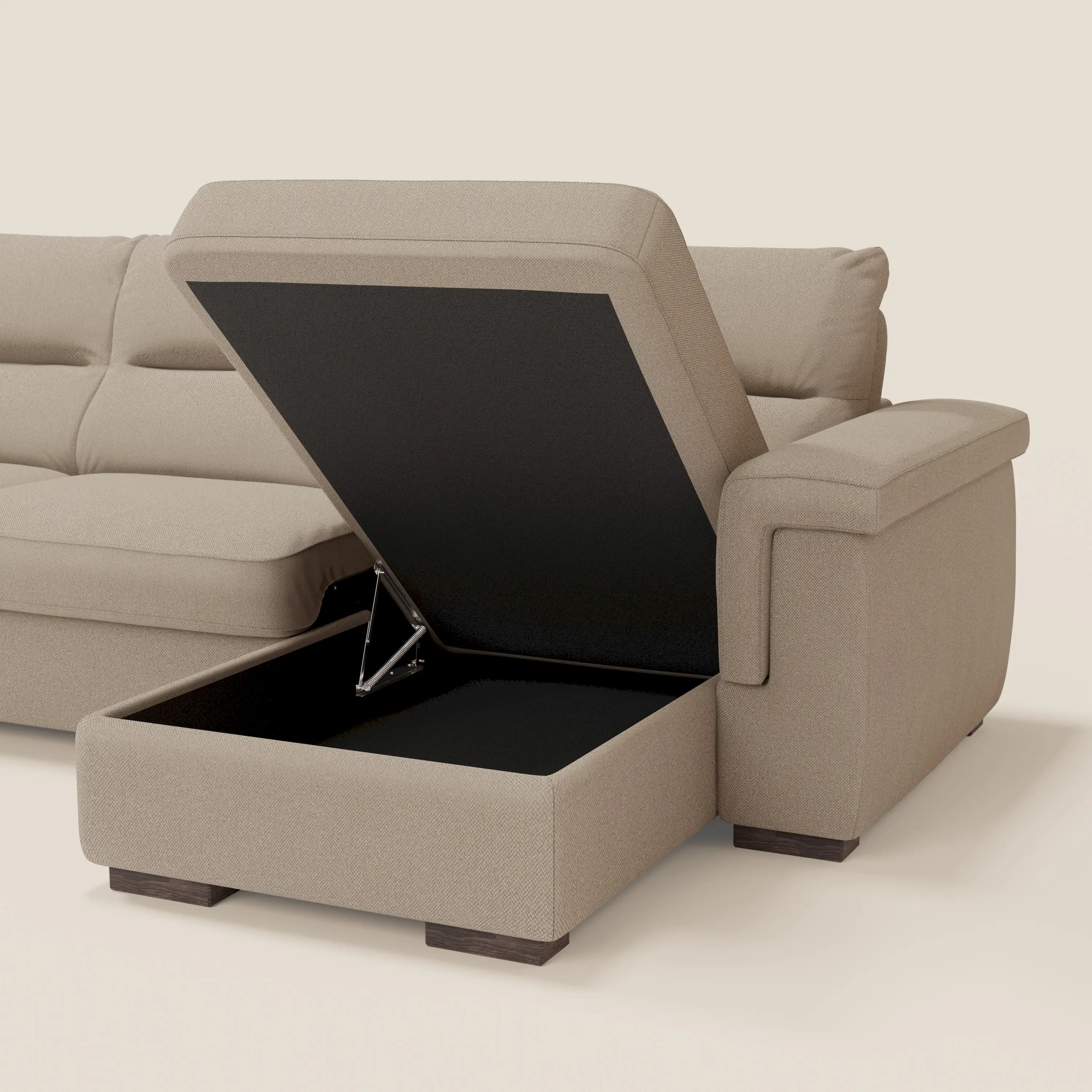 Magnolia canapé d'angle convertible avec méridienne coffre - matelas H 18cm en tissu détachable T05 - Image 7