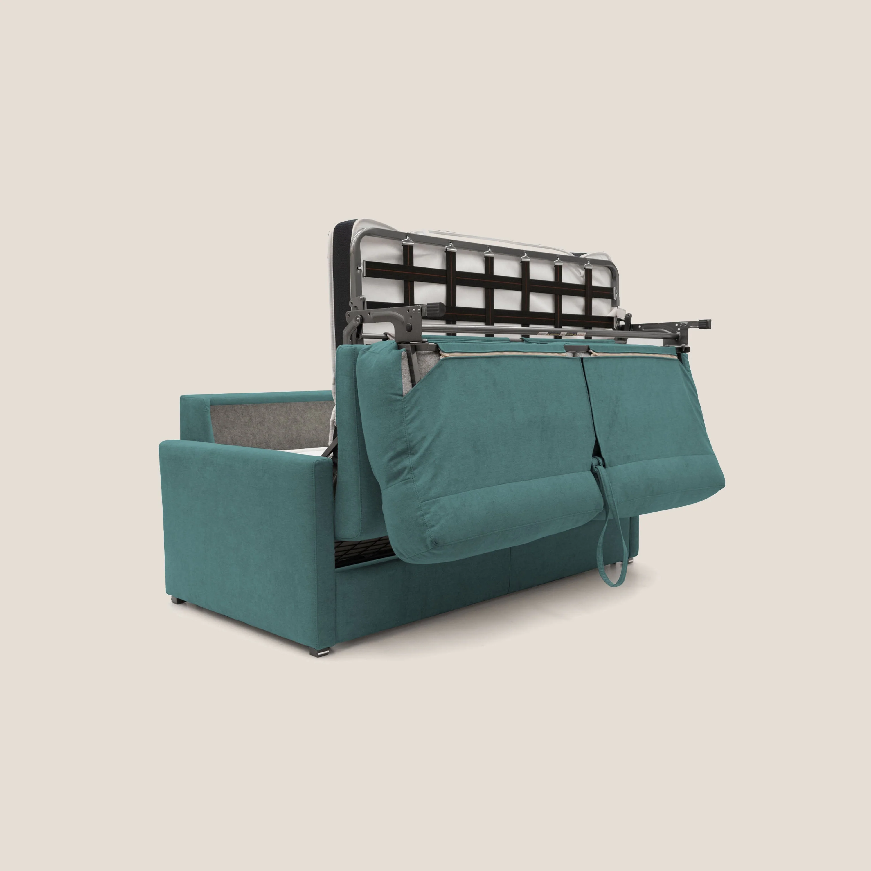 Margot canapé convertible au dossier haut et moelleux en tissu doux imperméable T02 bleu canard - Image 7