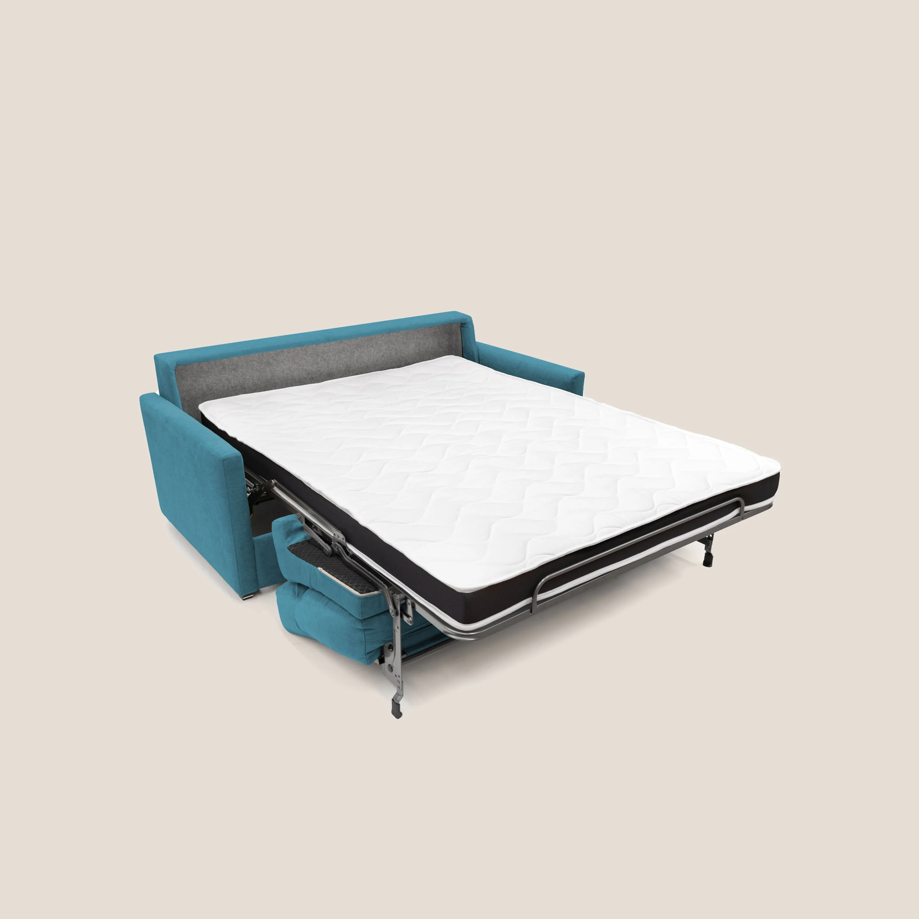 Margot canapé convertible au dossier haut et moelleux en tissu doux imperméable T02 bleu ciel - Image 2