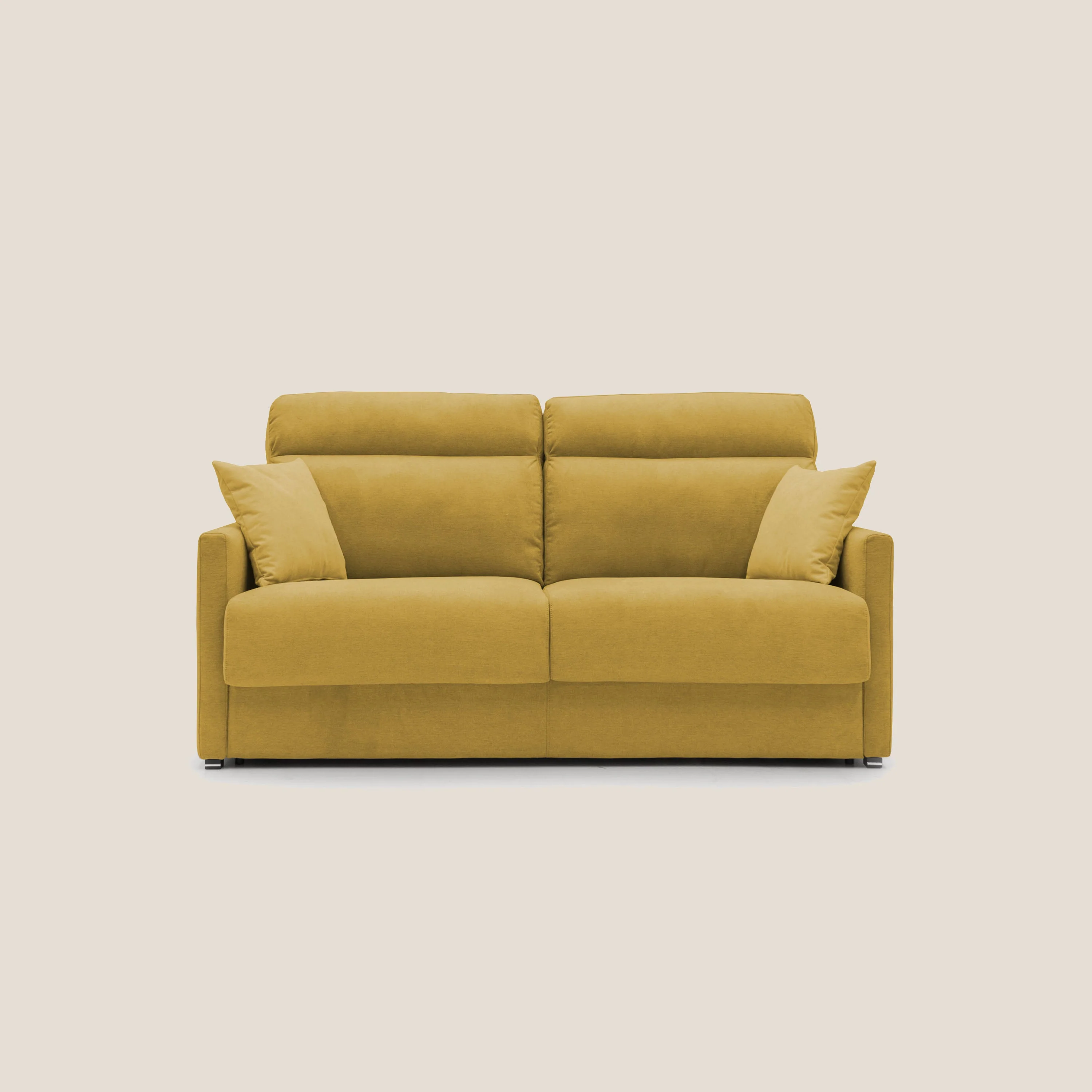 Margot canapé convertible au dossier haut et moelleux en tissu doux imperméable T02 jaune