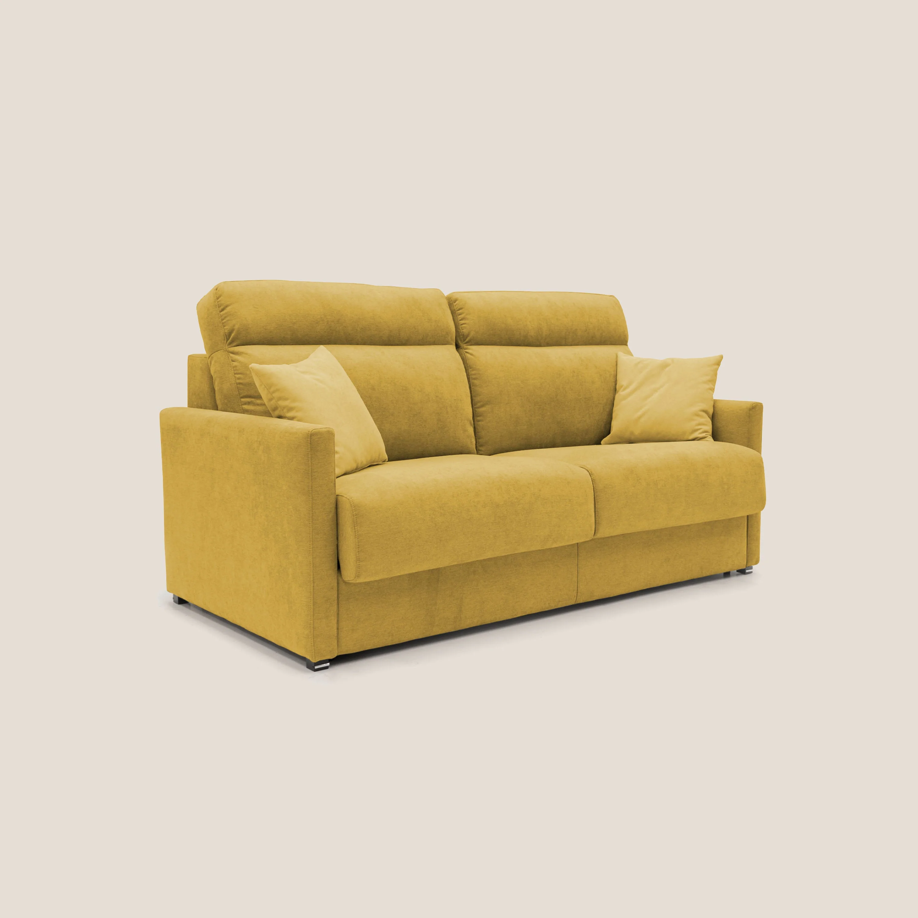 Margot canapé convertible au dossier haut et moelleux en tissu doux imperméable T02 jaune - Image 3