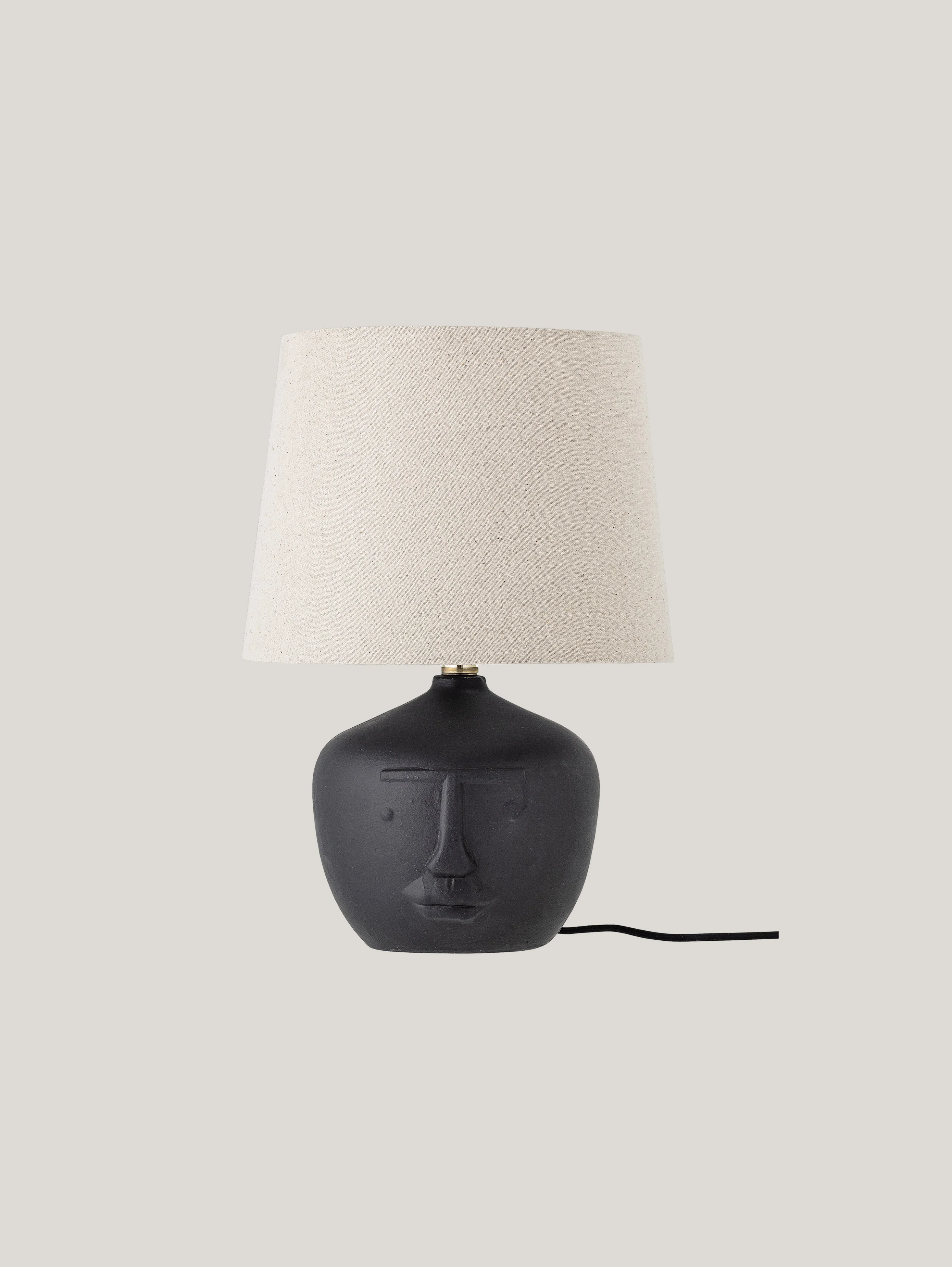 Matheo Lampe de table avec base en terre cuite noire et abat-jour en lin - Image 3