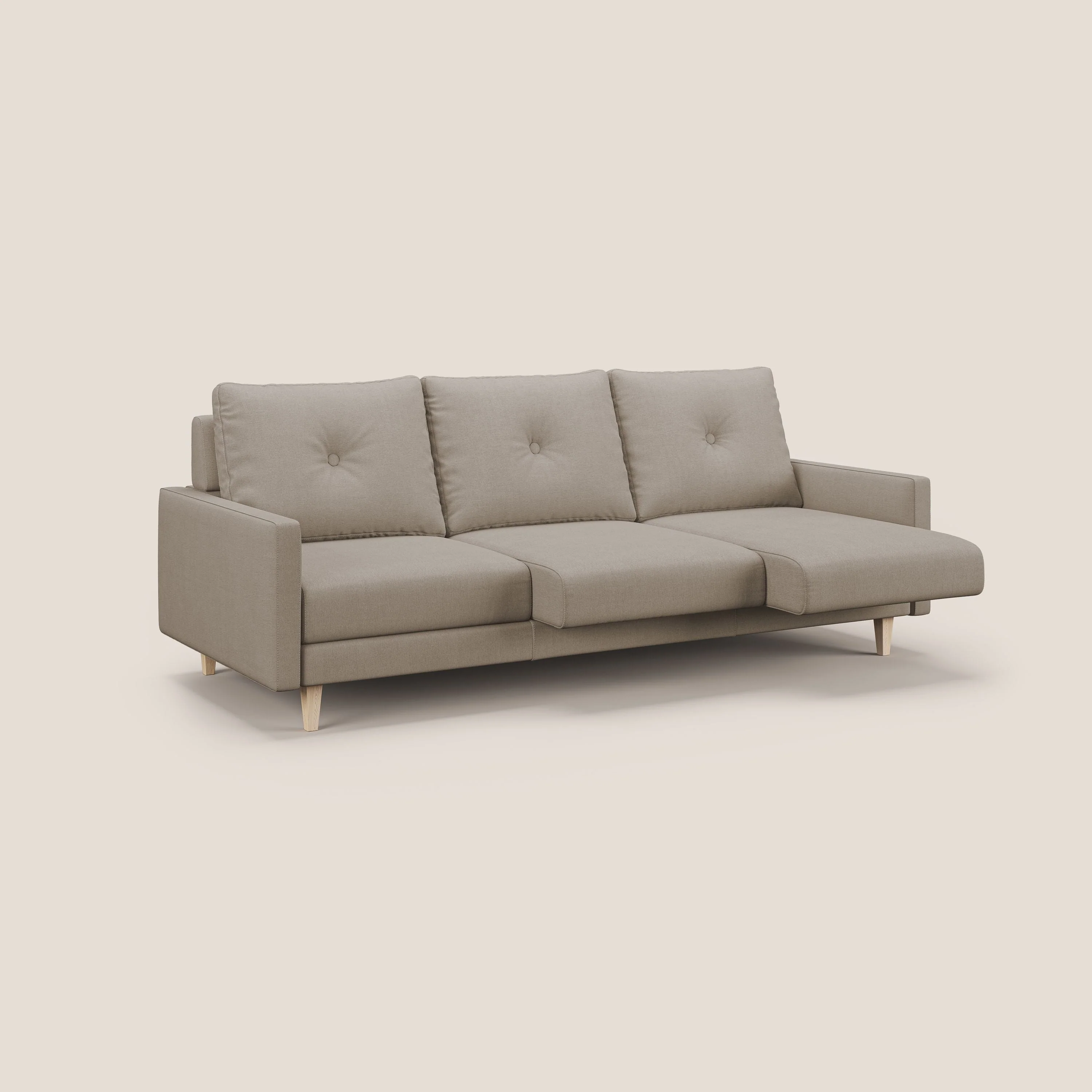 Matisse canapé 3 assises coulissantes et dossier en duvet d'oie en tissu détachable T17 beige - Image 2