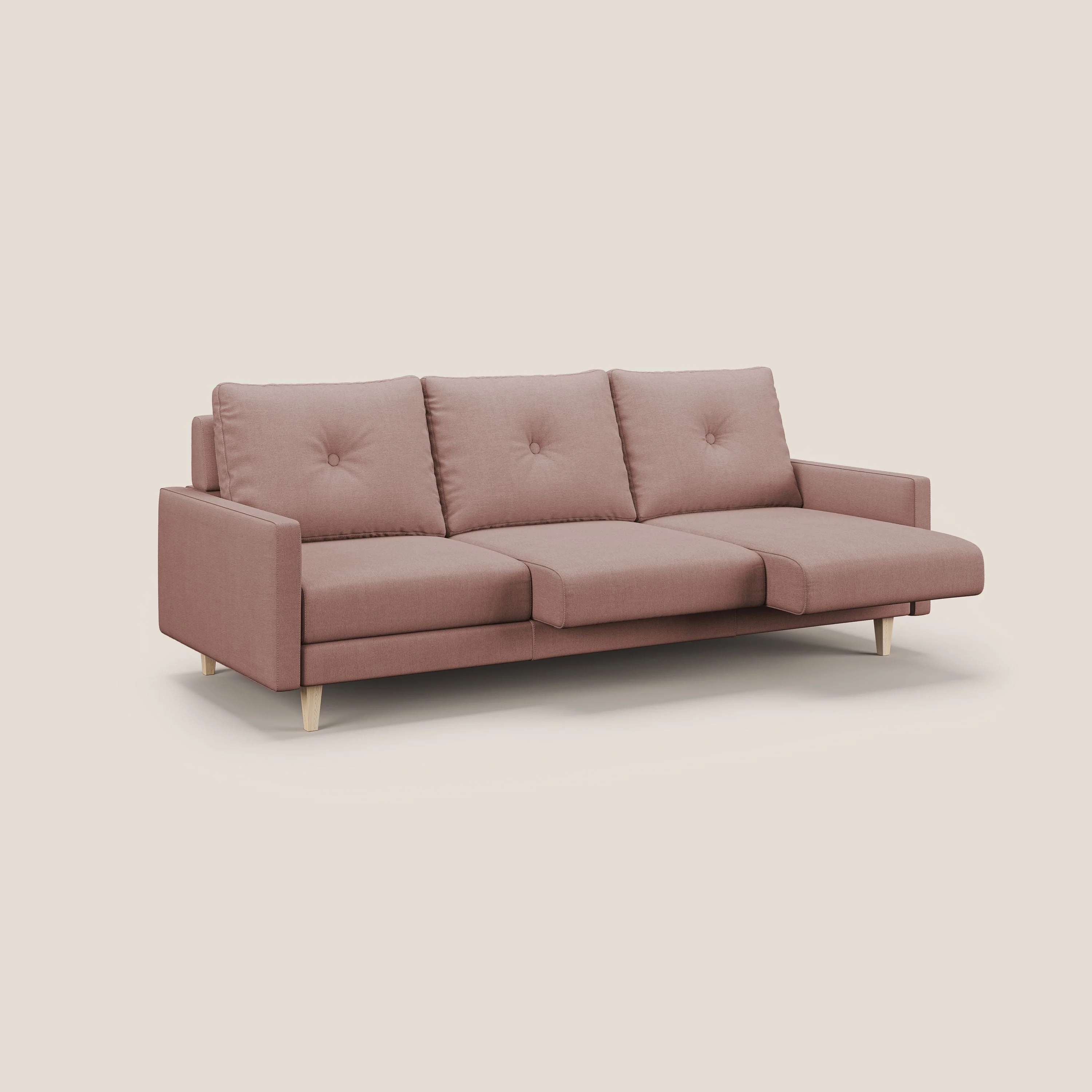 Matisse canapé 3 assises coulissantes et dossier en duvet d'oie en tissu détachable T17 rose - Image 2