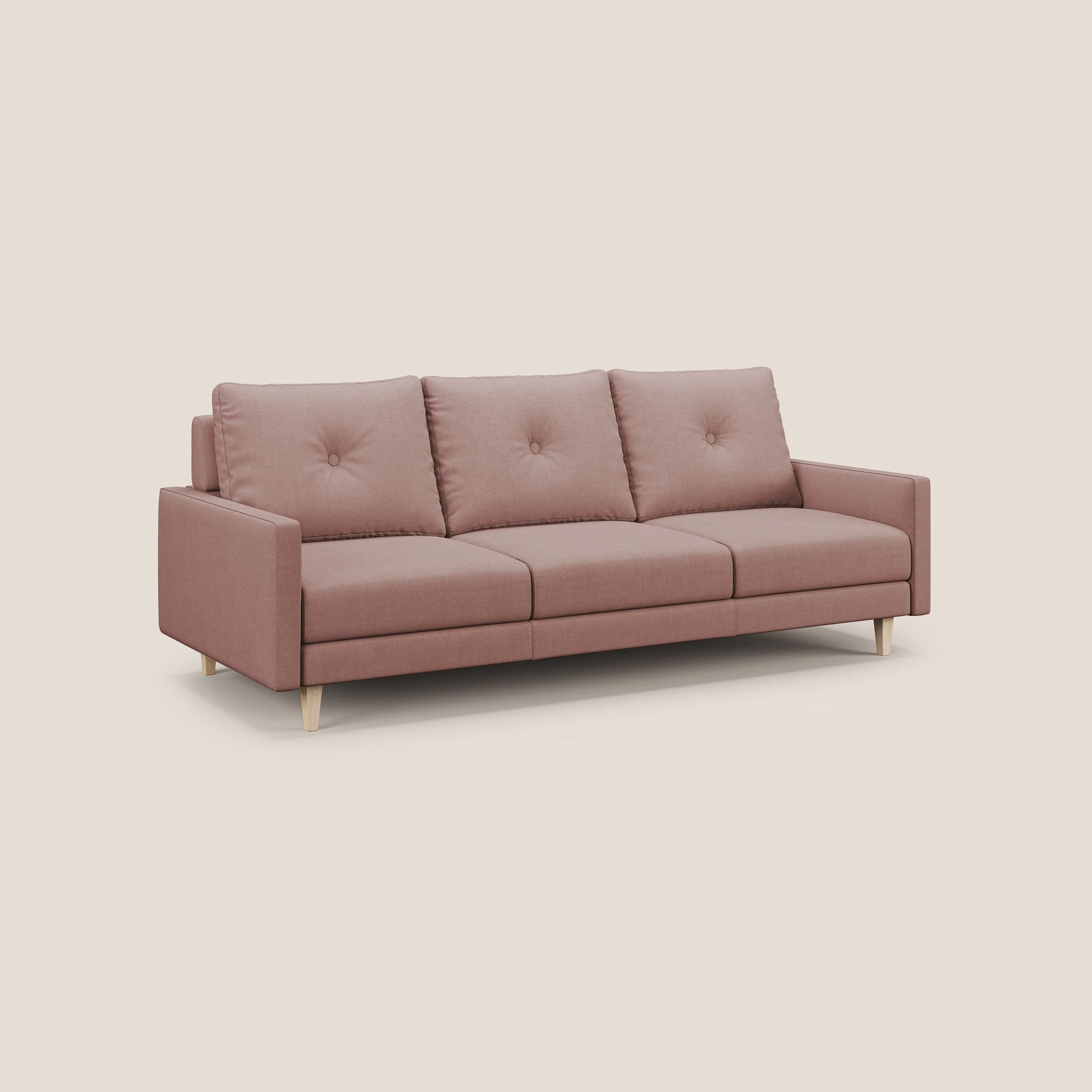 Matisse canapé 3 assises coulissantes et dossier en duvet d'oie en tissu détachable T17 rose - Image 3