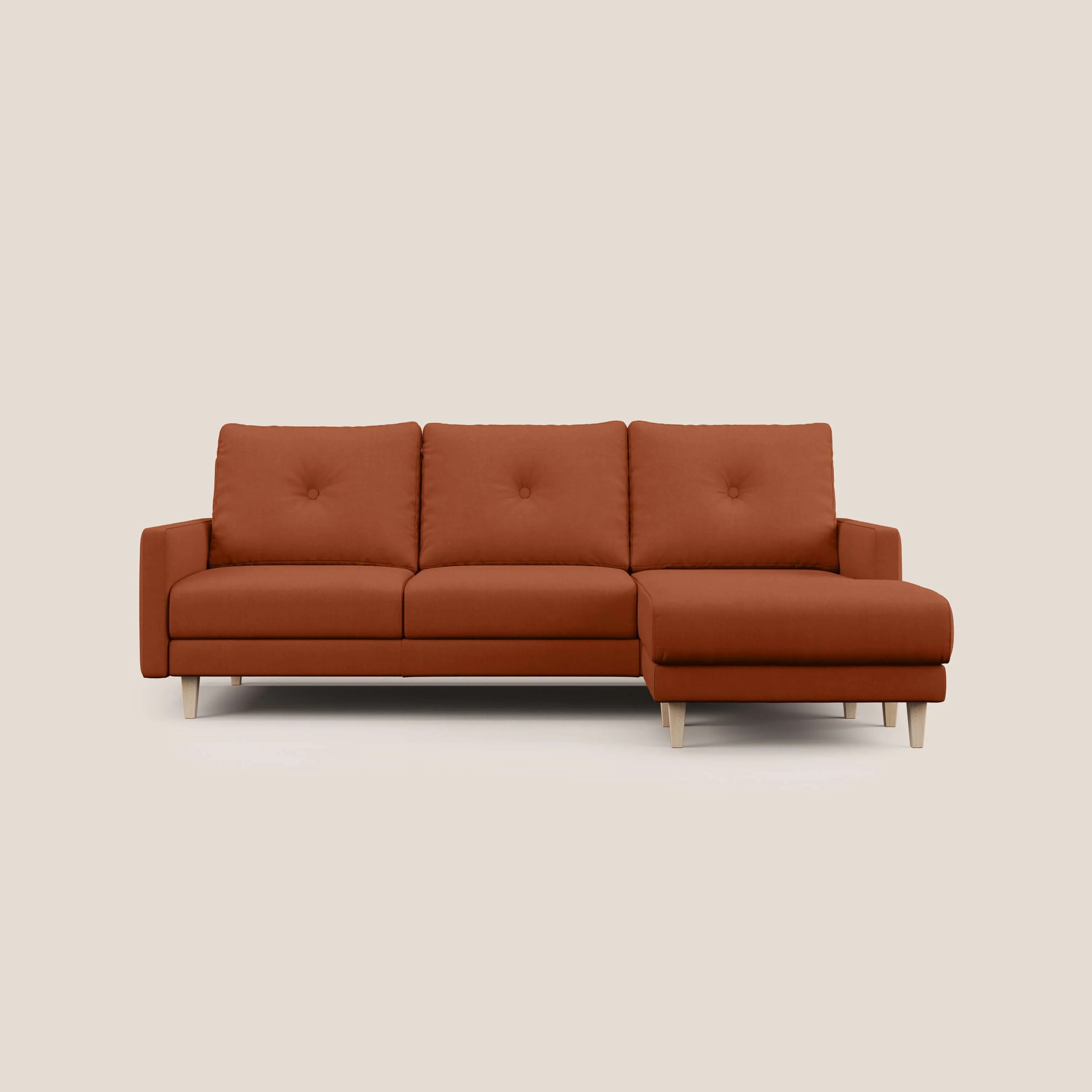 Matisse canapé d'angle avec assises coulissantes et dossier en duvet d'oie en tissu détachable T17 orange