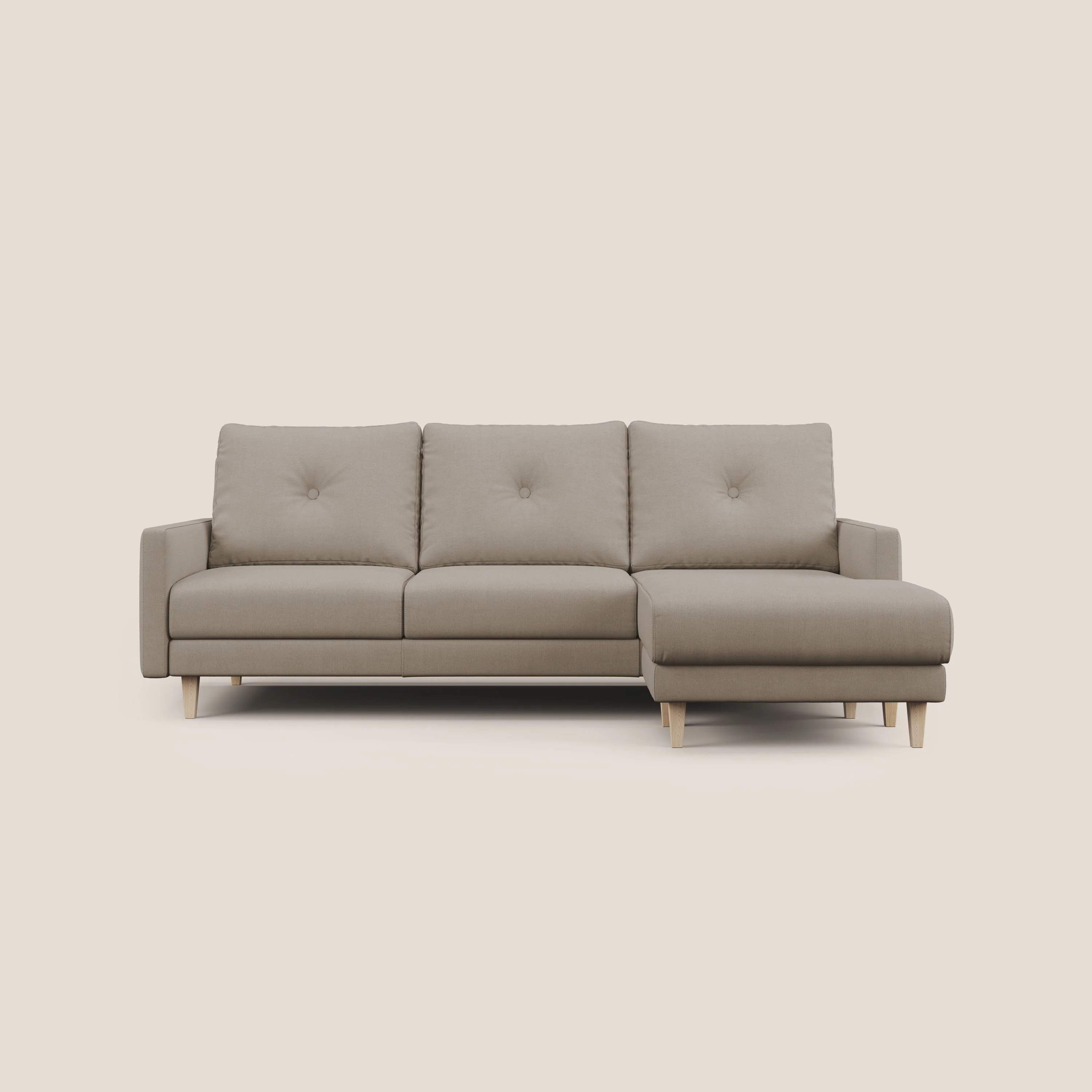 Matisse canapé d'angle avec assises coulissantes et dossier en duvet d'oie en tissu détachable T17 beige