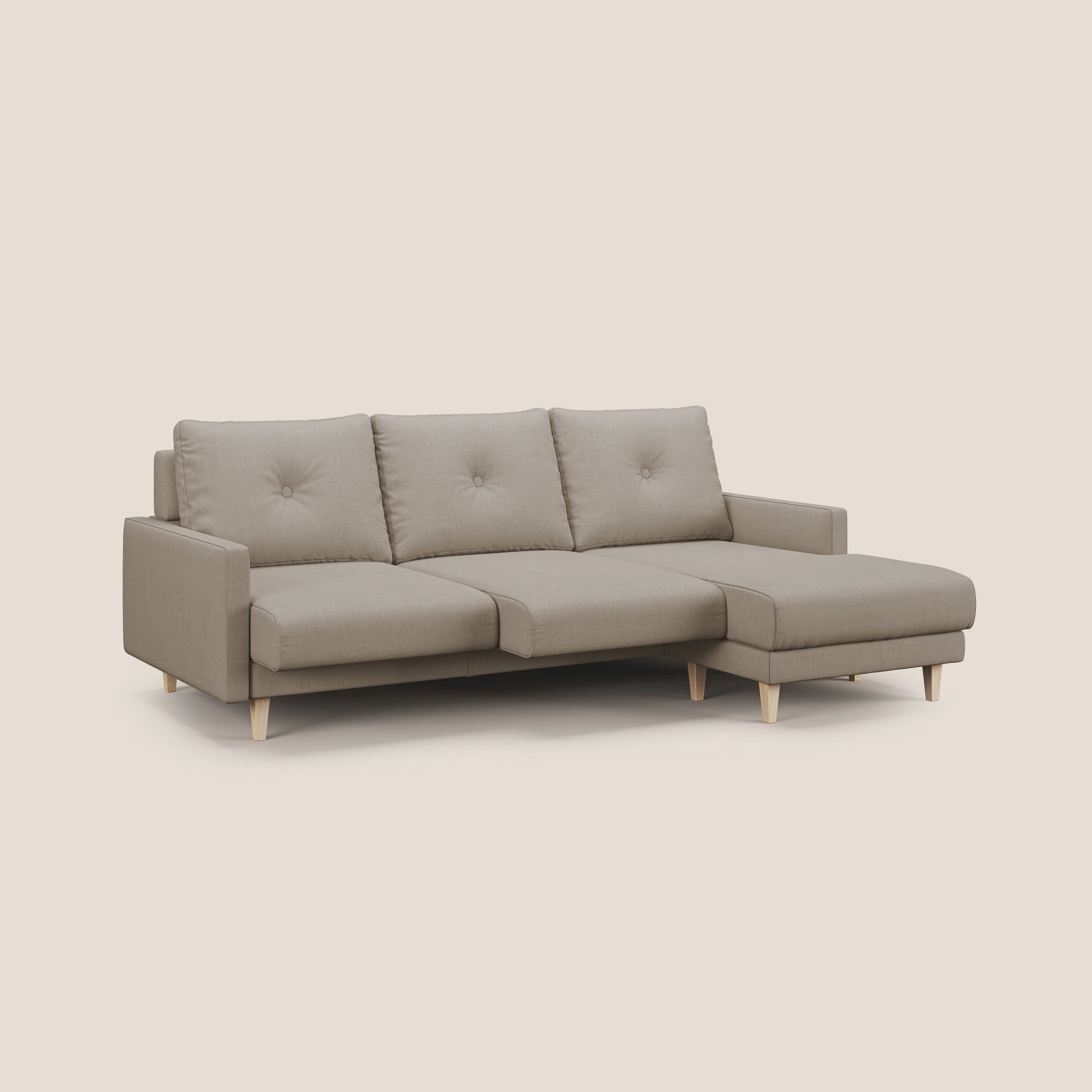 Matisse canapé d'angle avec assises coulissantes et dossier en duvet d'oie en tissu détachable T17 beige - Image 2