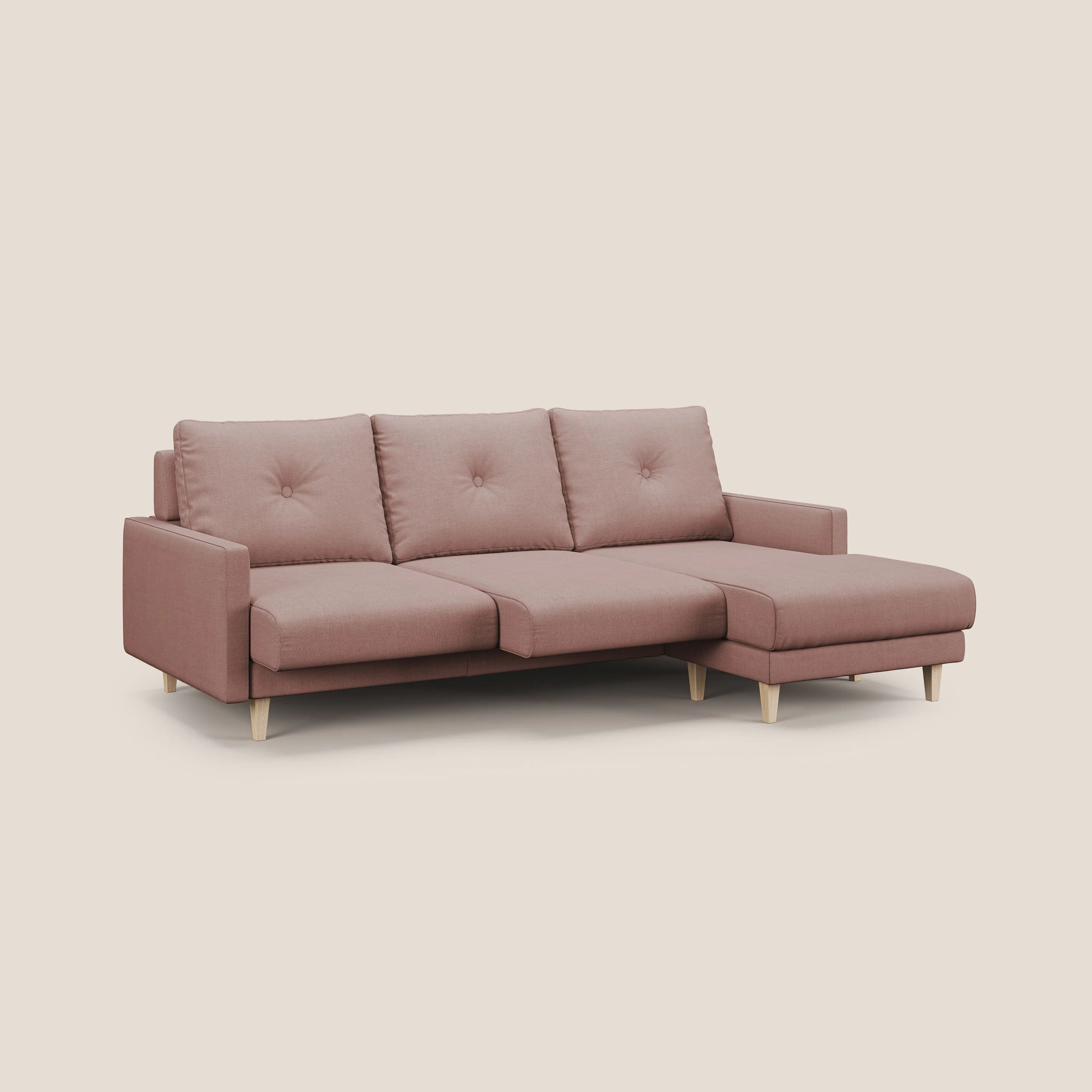 Matisse canapé d'angle avec assises coulissantes et dossier en duvet d'oie en tissu détachable T17 rose - Image 2