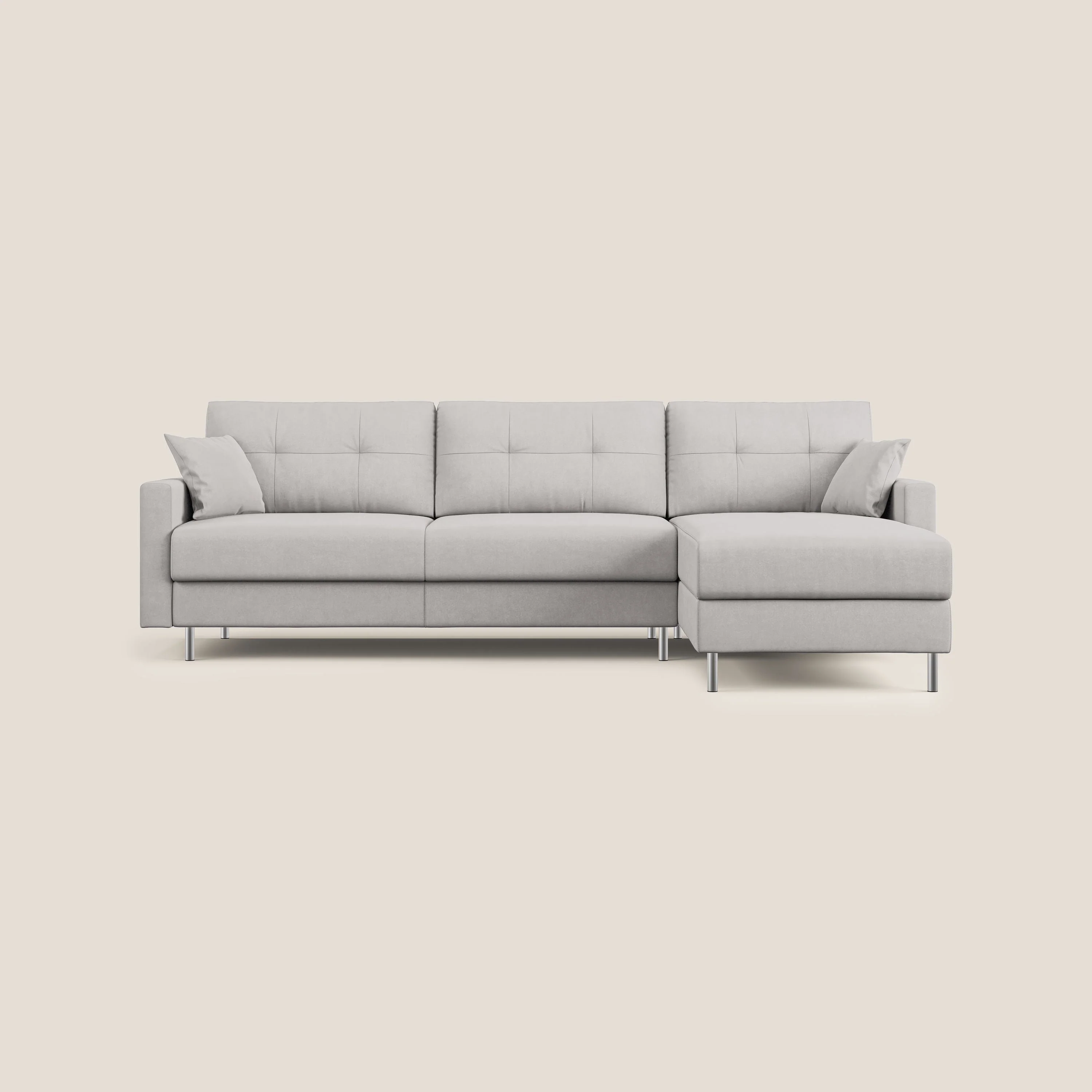 Megan canapé d'angle convertible en microfibre détachable T11 gris clair