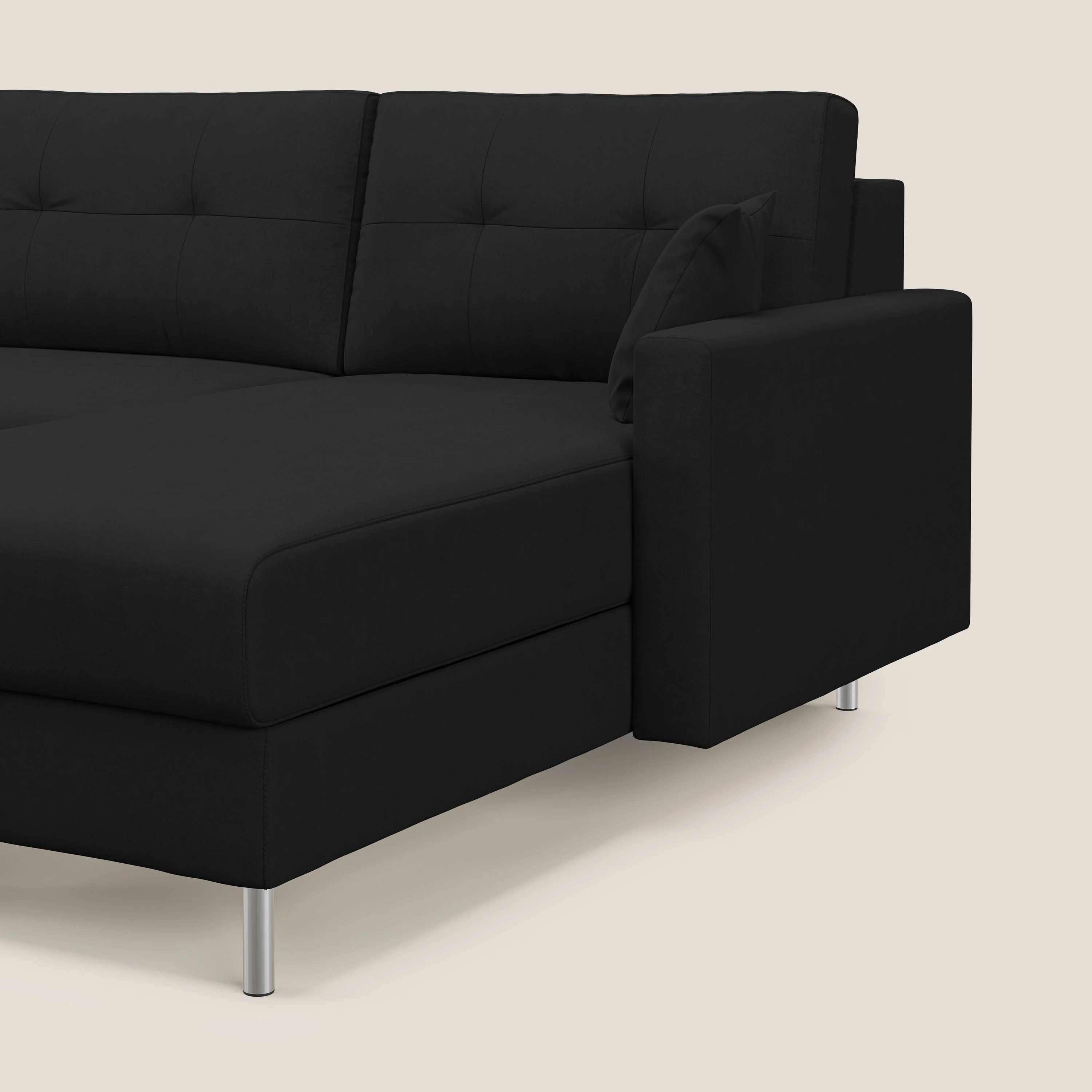 Megan canapé d'angle convertible en microfibre détachable T11 noir - Image 5