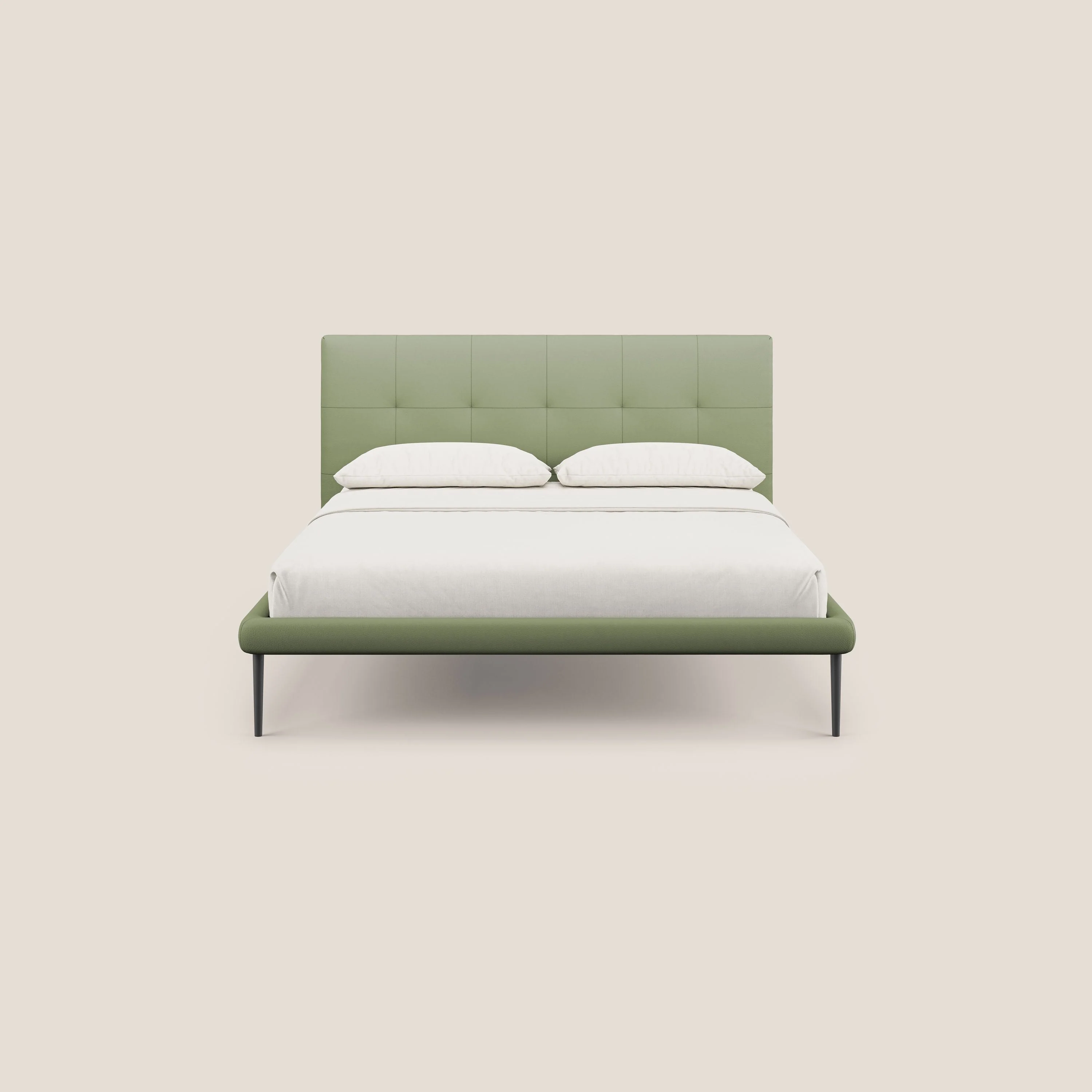 Midori lit rembourré capitonné avec pieds hauts en similicuir T04 vert - Image 2