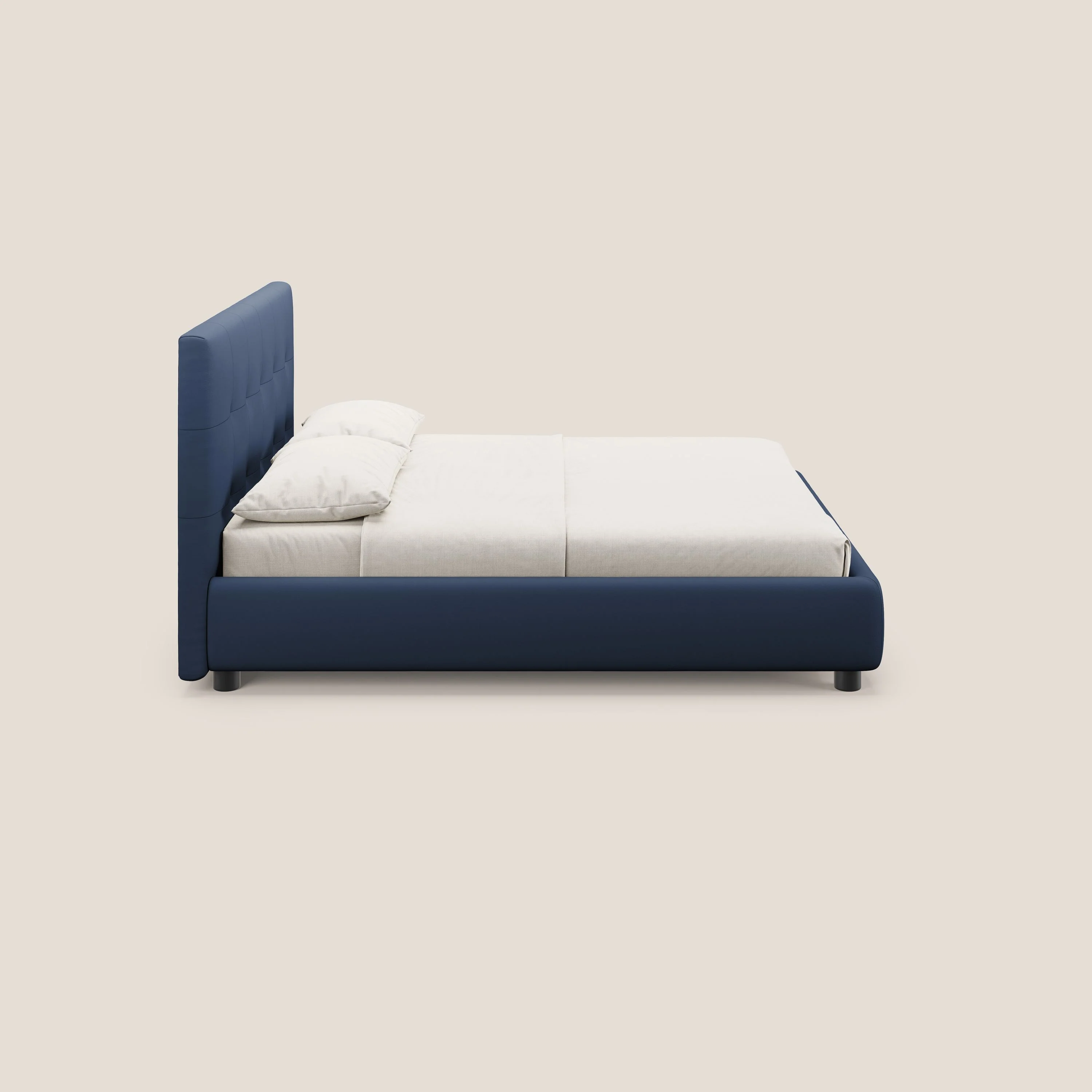 Minato lit coffre avec tête de lit capitonnée en similicuir imperméable T04 bleu - Image 4